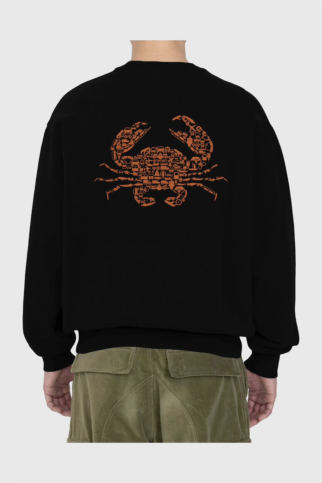 Crab Arka Baskılı Oversize Sweatshirt Erkek Kadın Unisex
