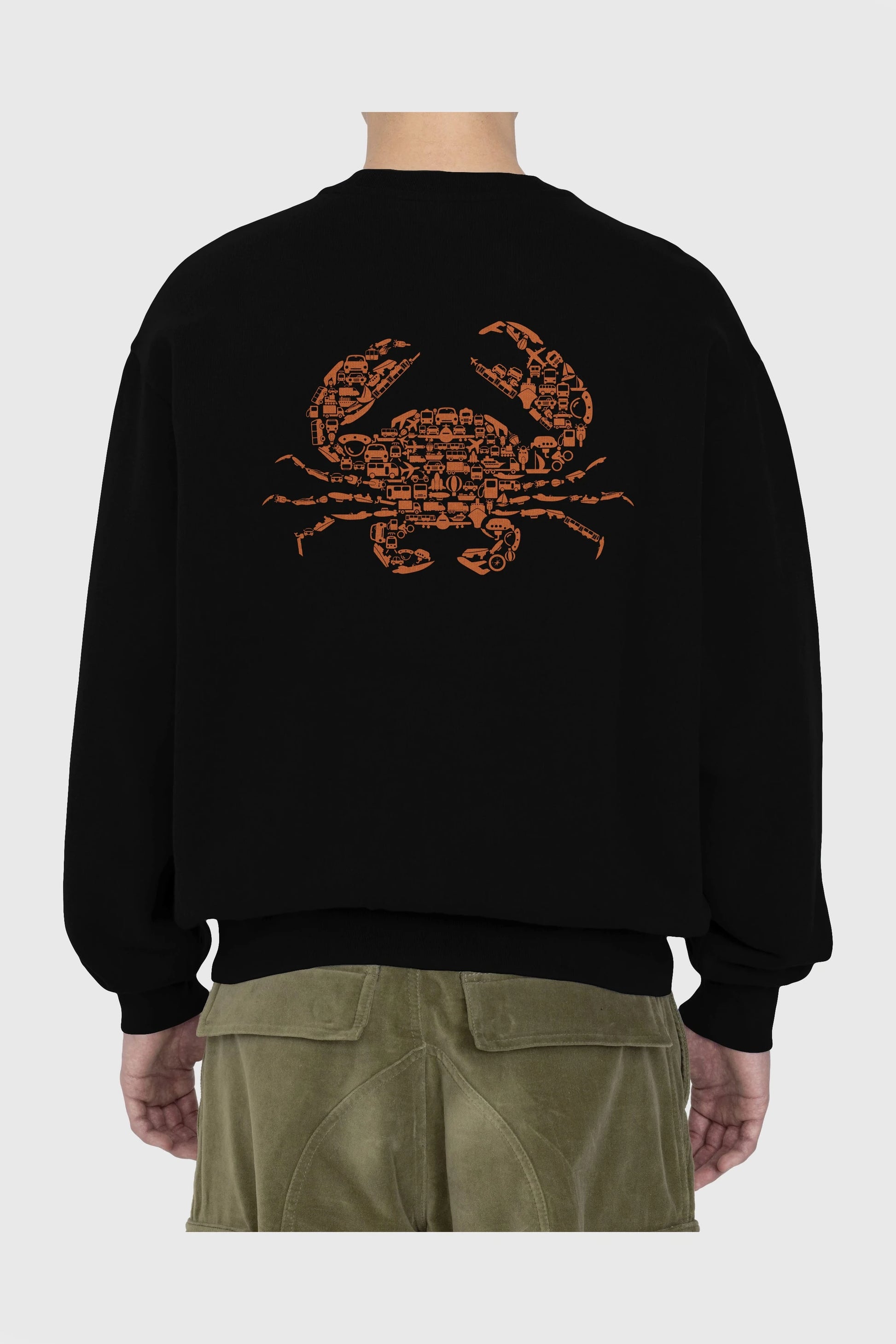 Crab Arka Baskılı Oversize Sweatshirt Erkek Kadın Unisex