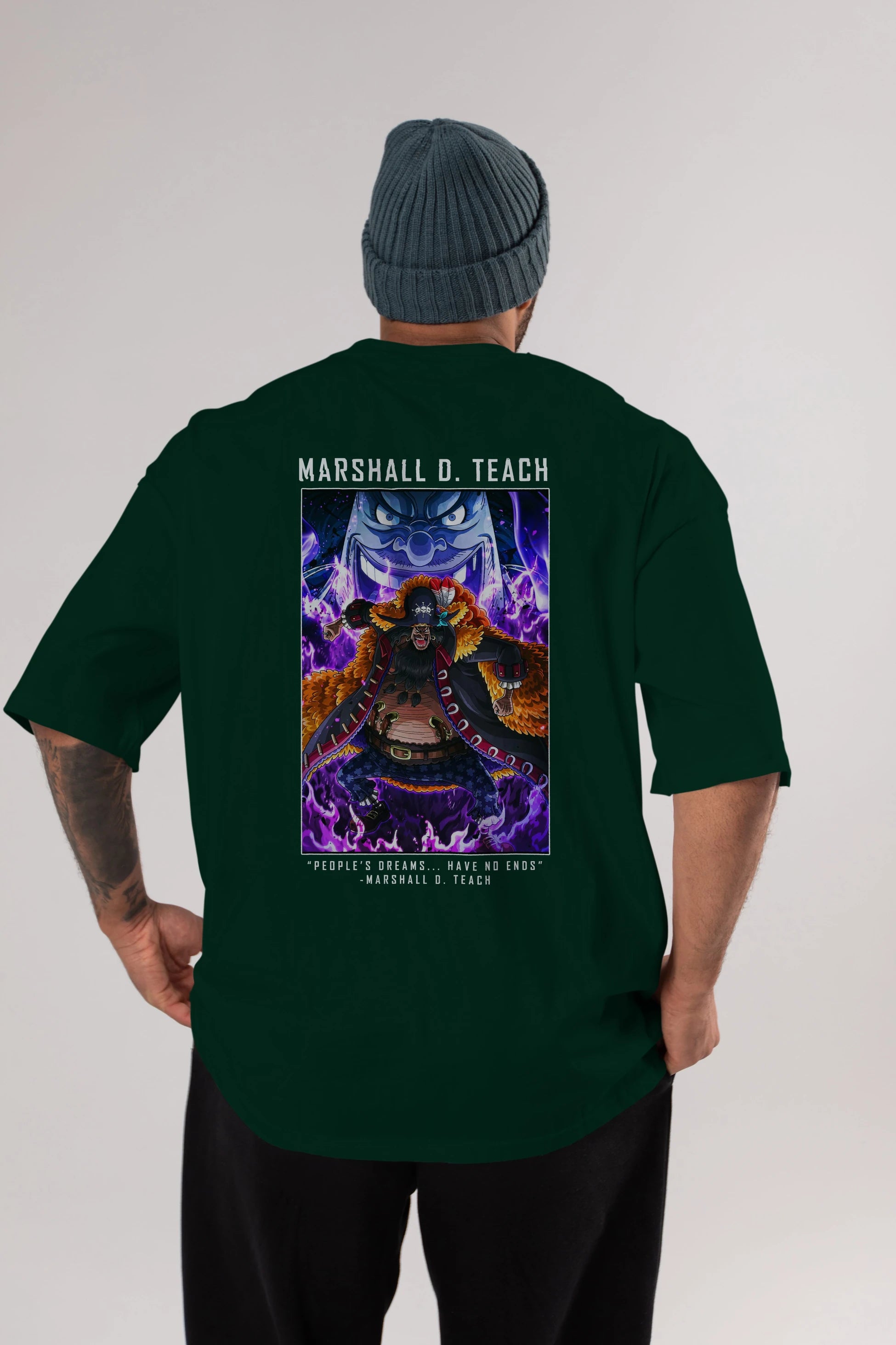 Blackbeard Anime Arka Baskılı Oversize t-shirt Erkek Kadın Unisex %100 pamuk tişort