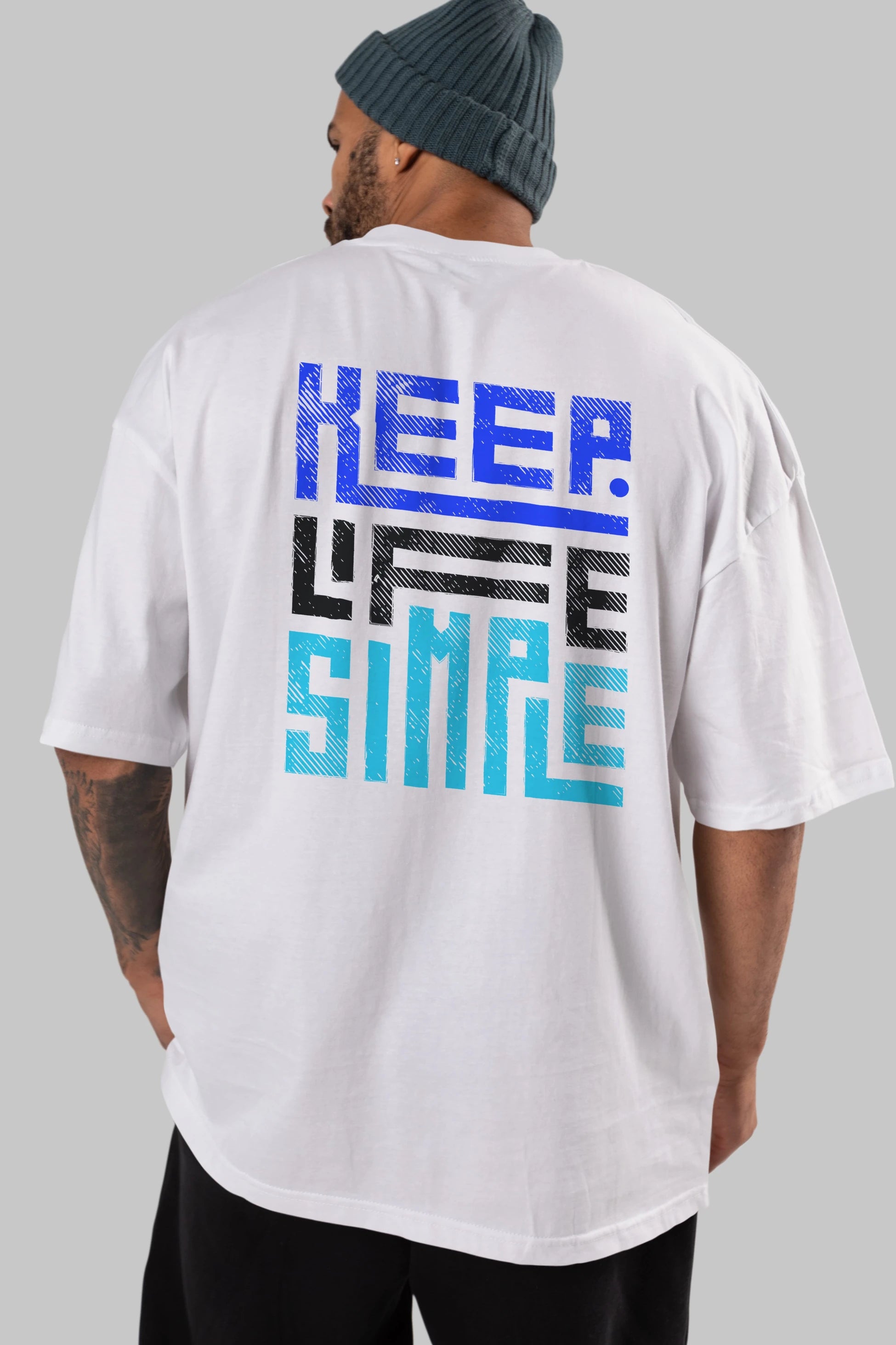 Keep Life Simple Yazılı Arka Baskılı Oversize t-shirt Erkek Kadın Unisex