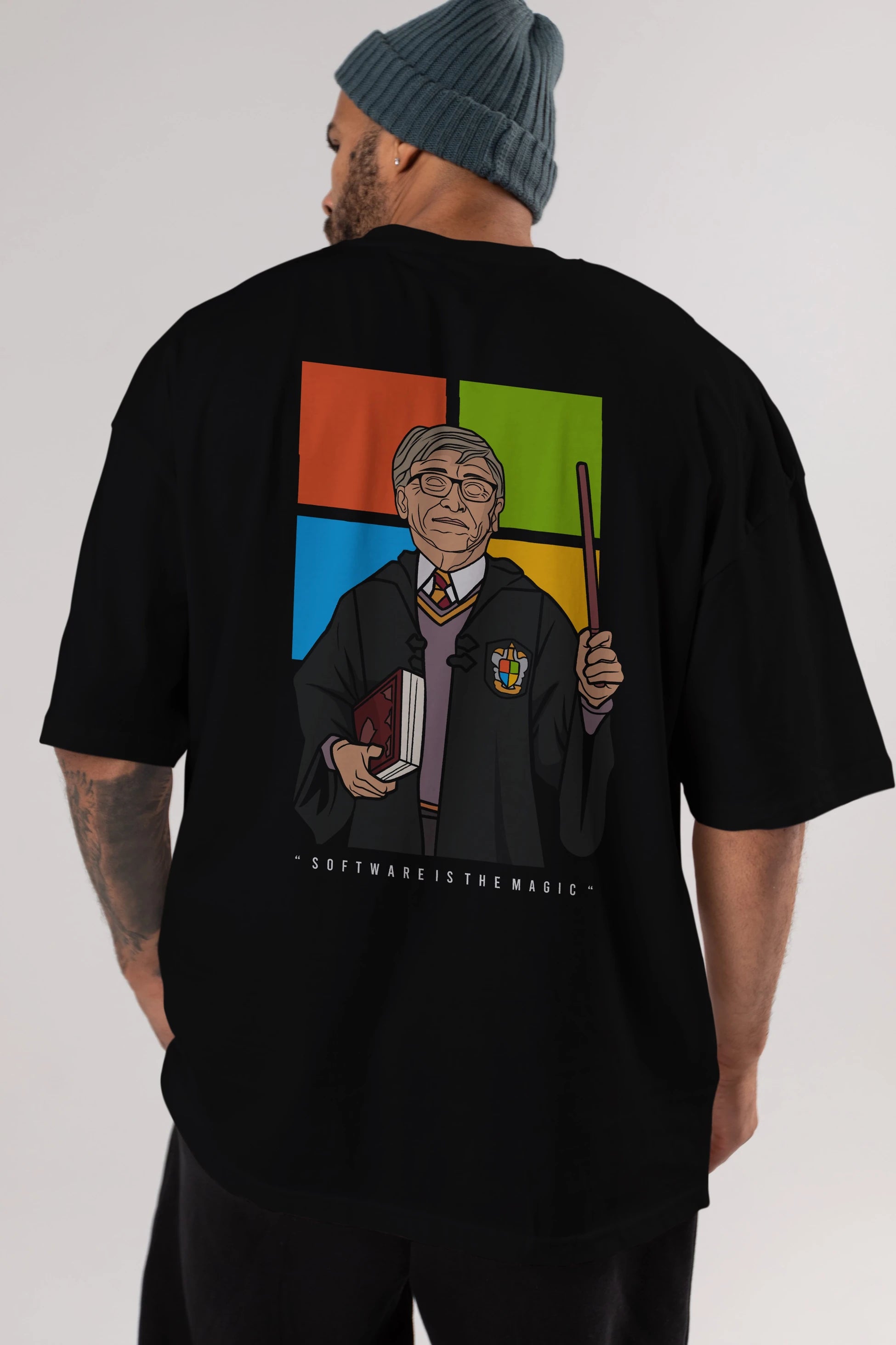 Harry Potter Gates Arka Baskılı Oversize t-shirt Erkek Kadın Unisex %100 Pamuk tişort