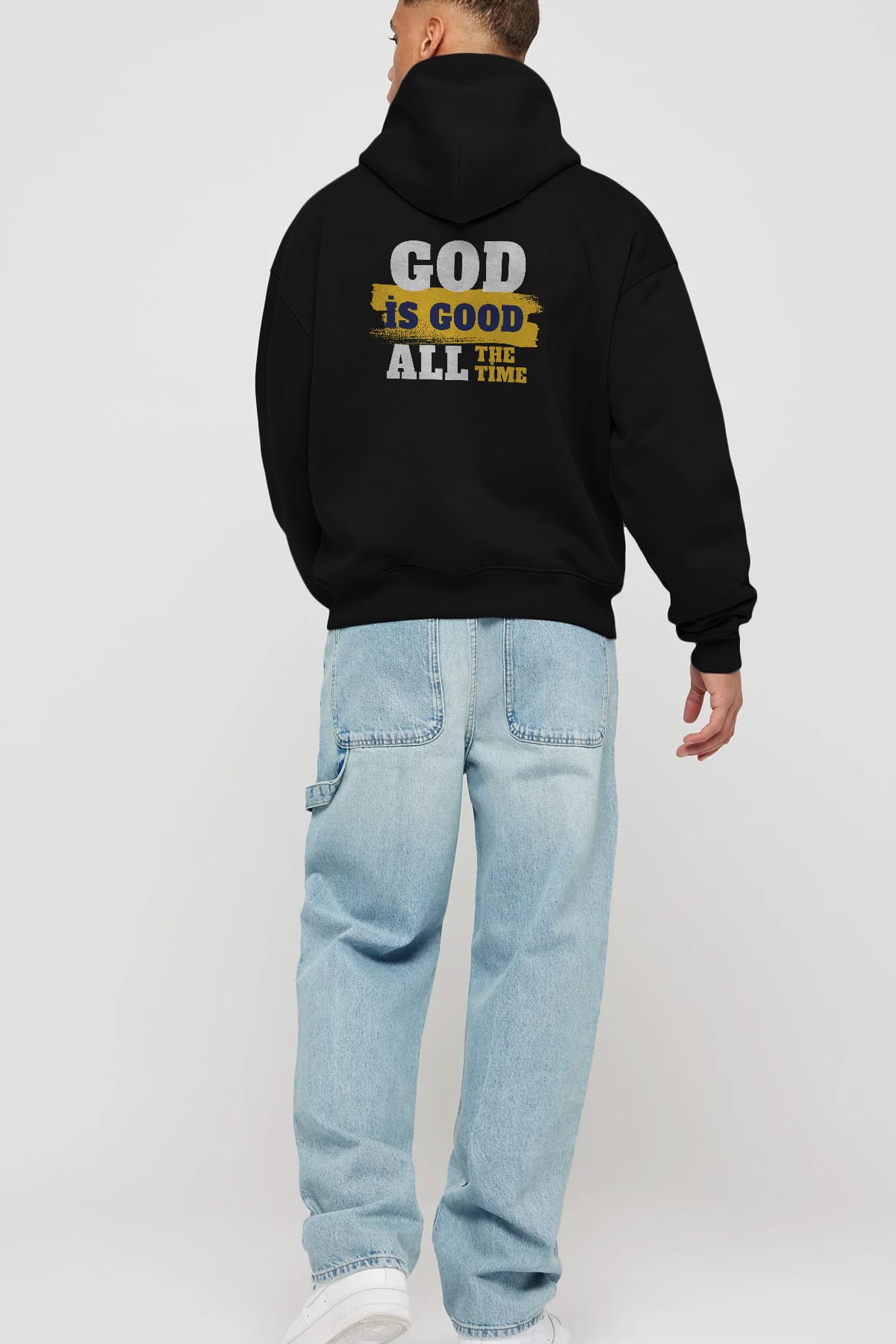 God is Good Yazılı Arka Baskılı Oversize Hoodie Kapüşonlu Sweatshirt Erkek Kadın Unisex