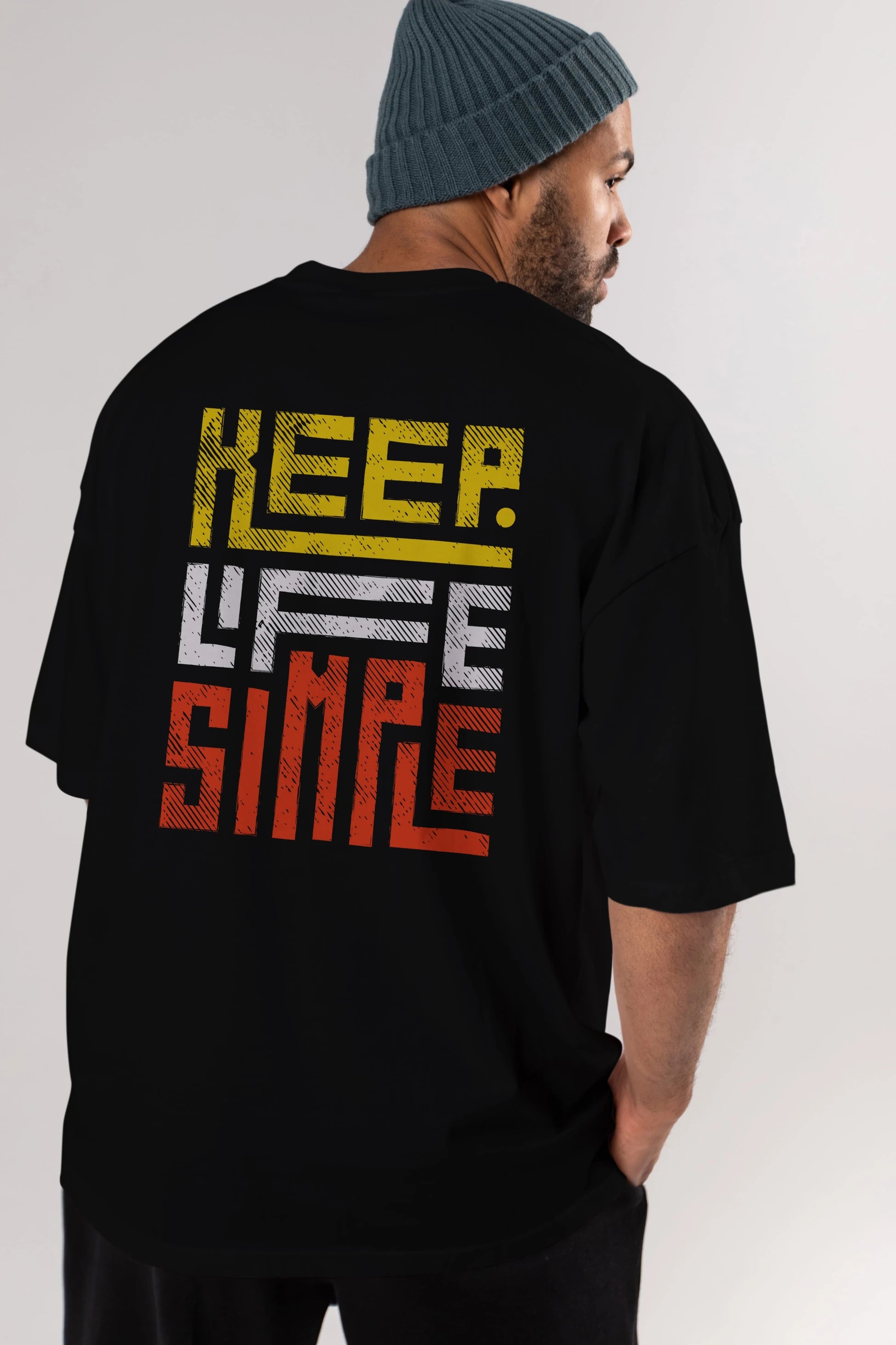 Keep Life Simple Yazılı Arka Baskılı Oversize t-shirt Erkek Kadın Unisex