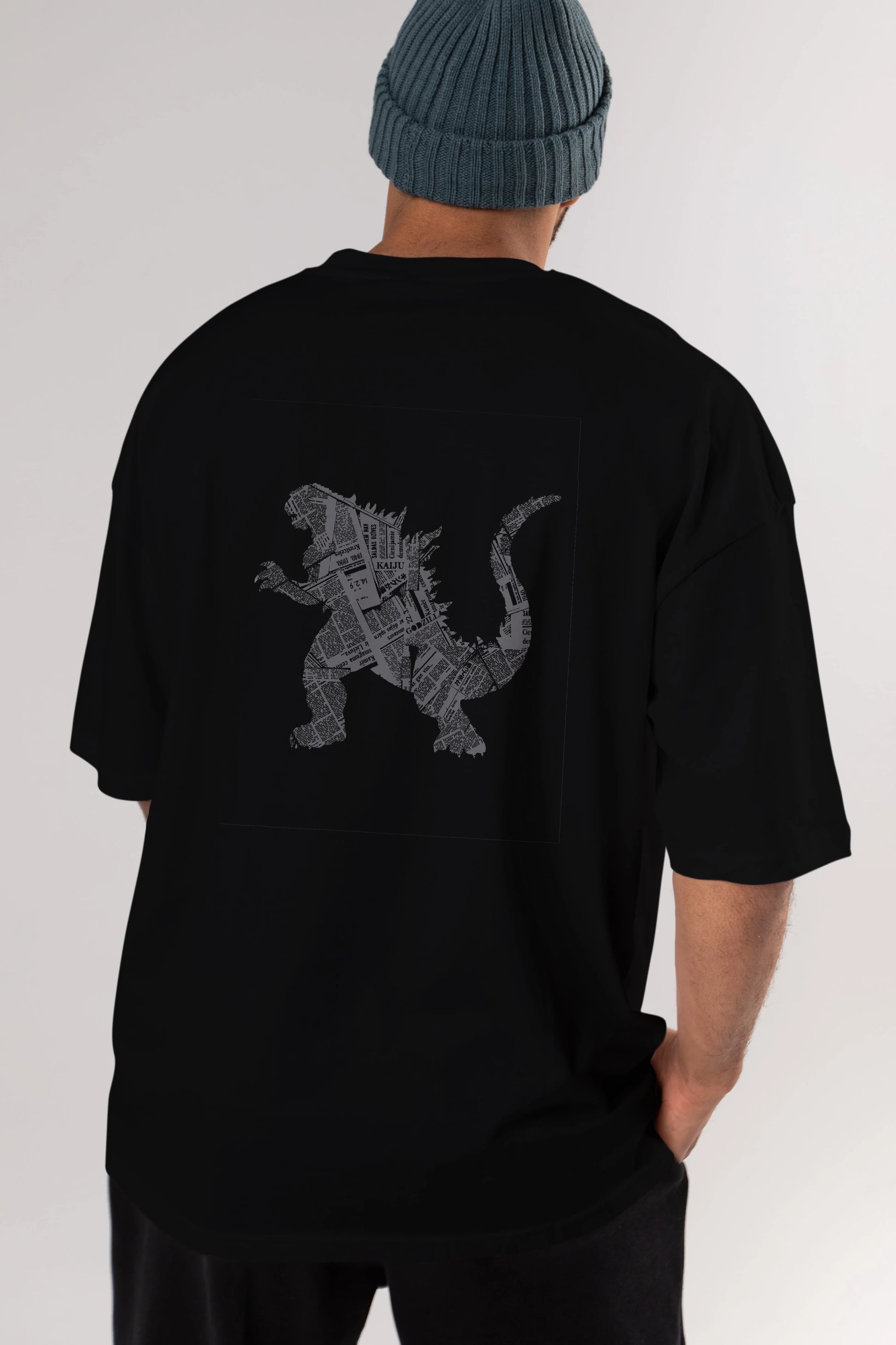 Kaiju Arka Baskılı Oversize t-shirt %100 pamuk Erkek Kadın Unisex