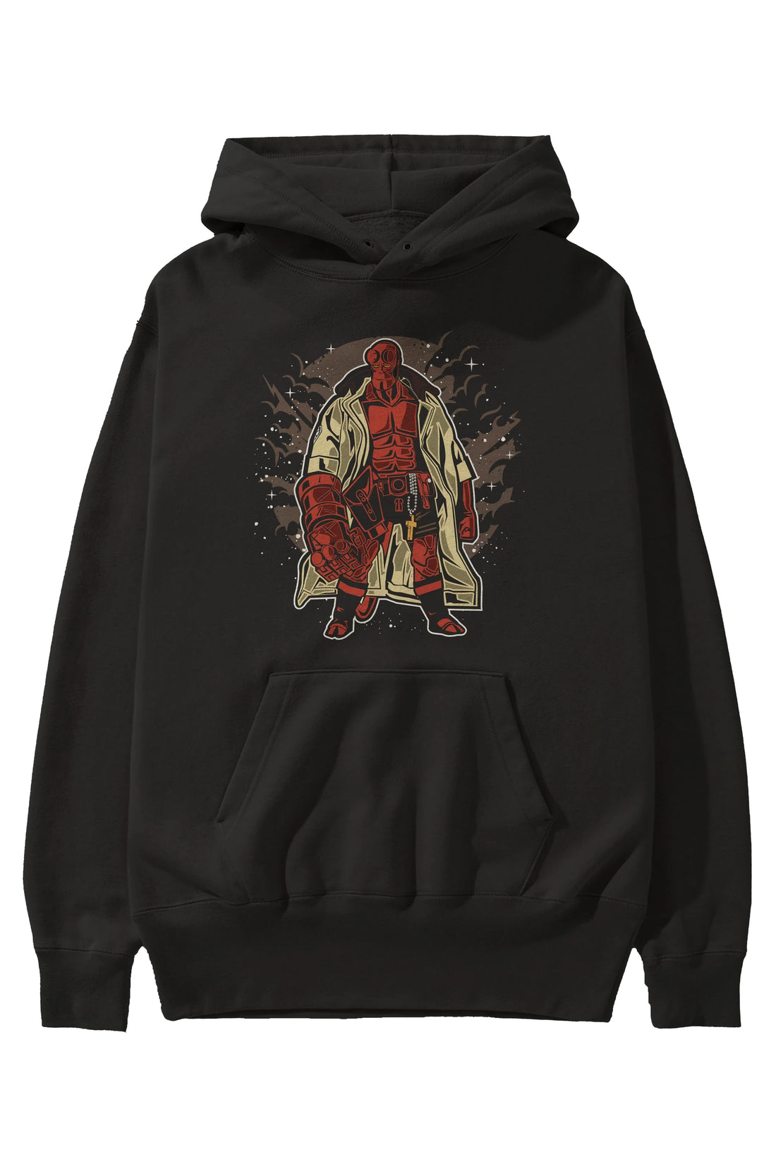 Hellboy Ön Baskılı Hoodie Oversize Kapüşonlu Sweatshirt Erkek Kadın Unisex