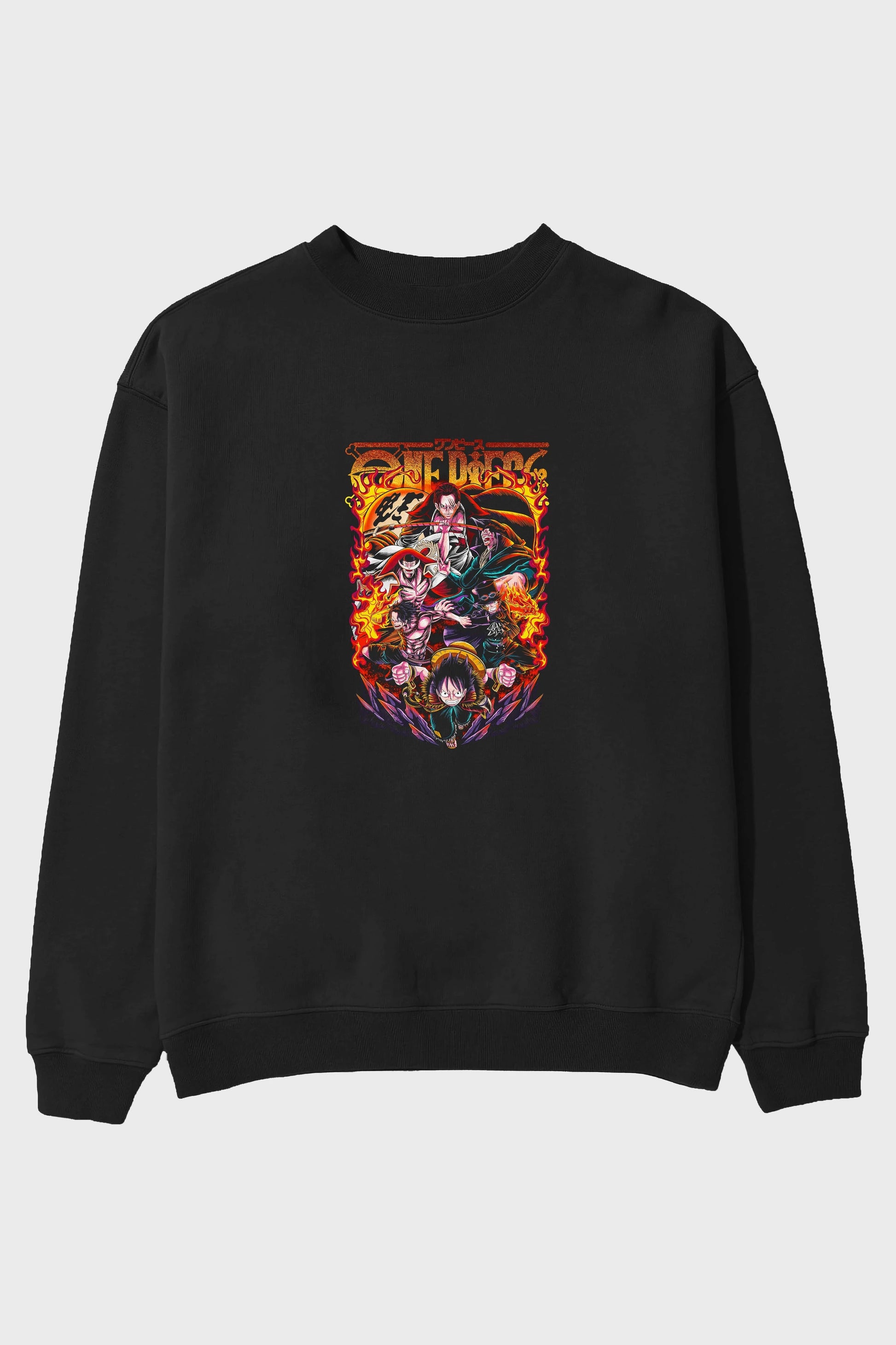 ONE PIECE (3) Anime Ön Baskılı Oversize Sweatshirt Erkek Kadın Unisex