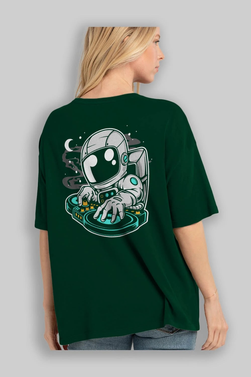Astronaut DJ Arka Baskılı Oversize t-shirt Erkek Kadın Unisex
