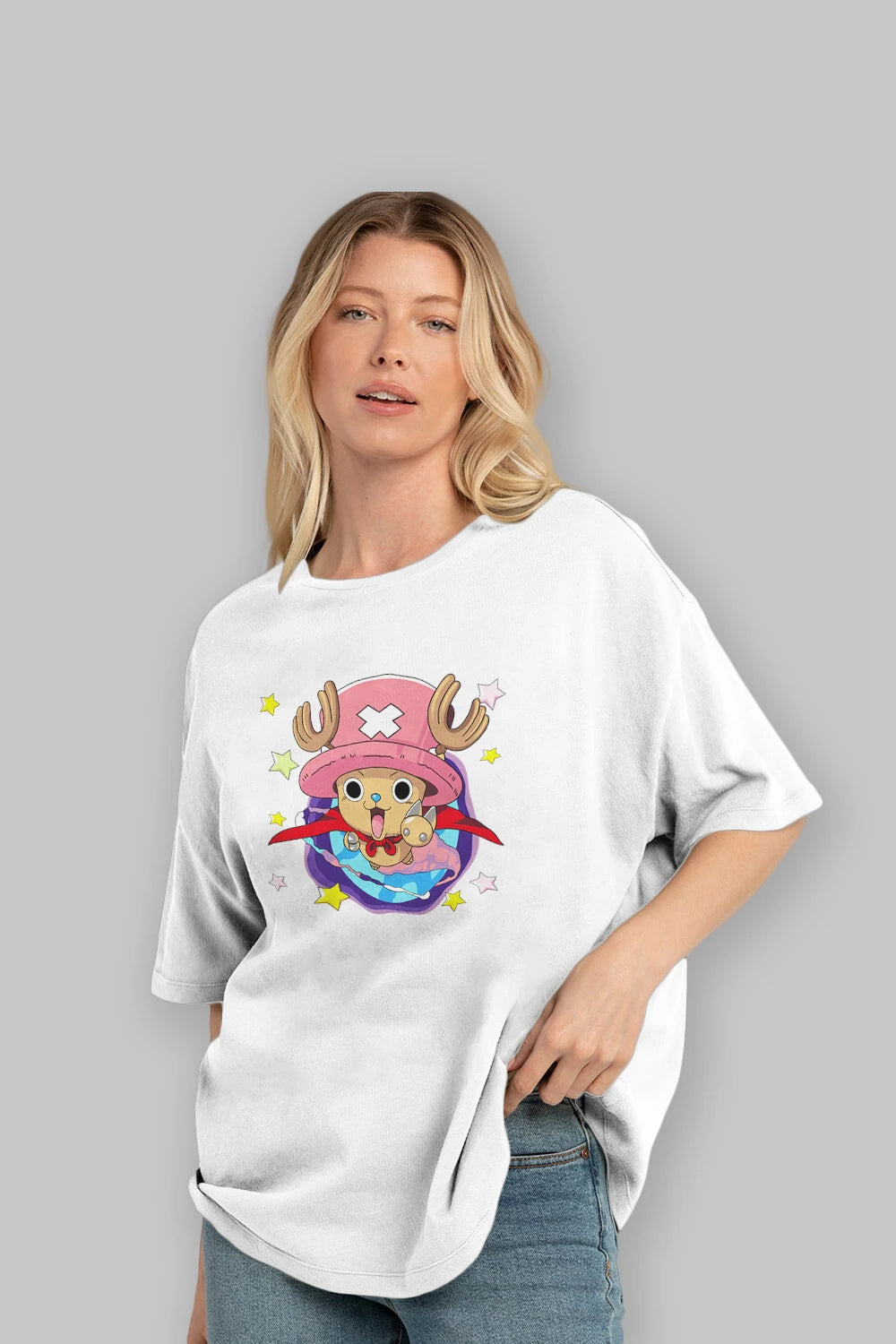 Tony Tony Chopper Anime Ön Baskılı Oversize t-shirt Erkek Kadın Unisex