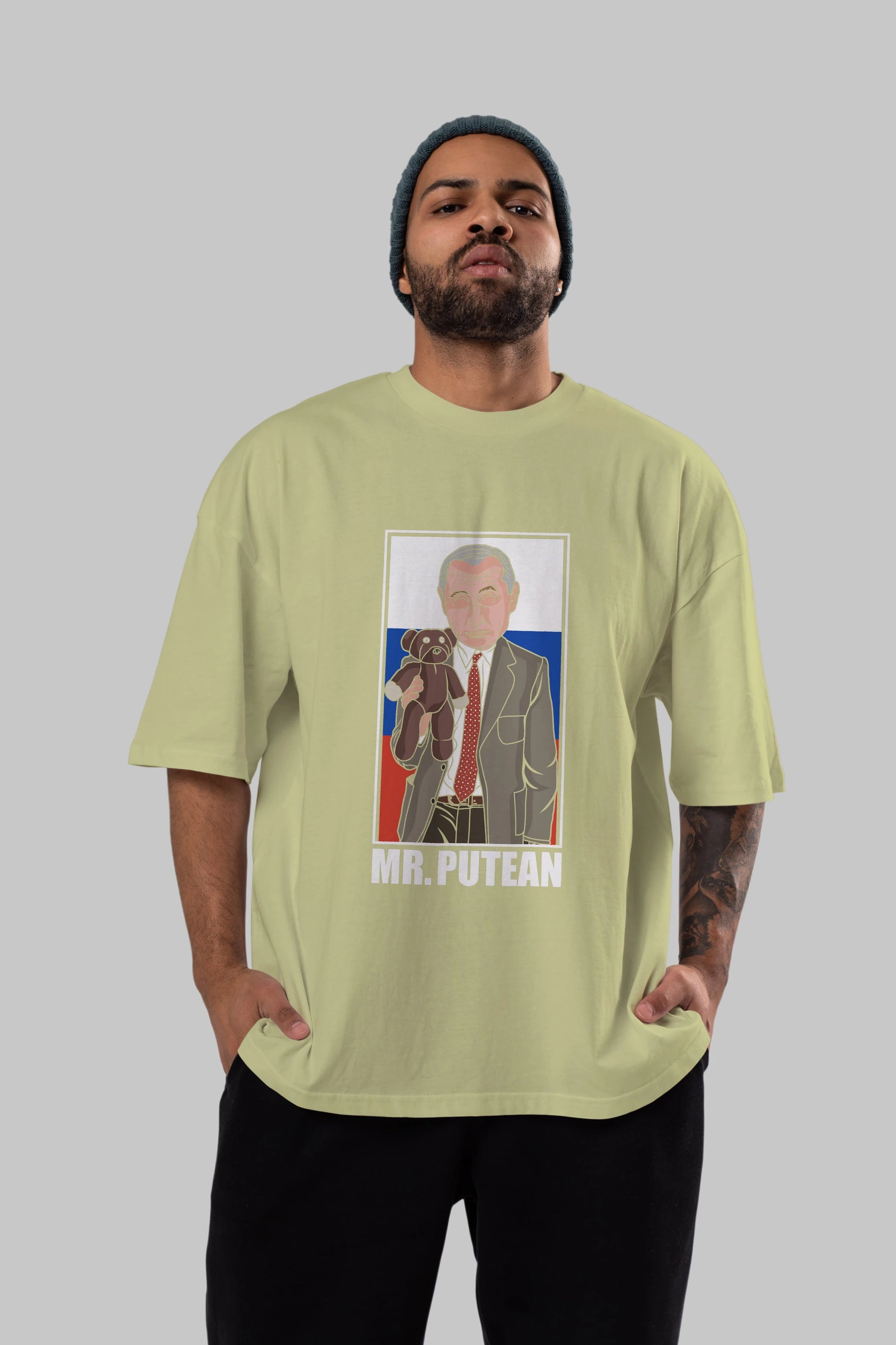 Mr Putean Ön Baskılı Oversize t-shirt Erkek Kadın Unisex %100 Pamuk tişort