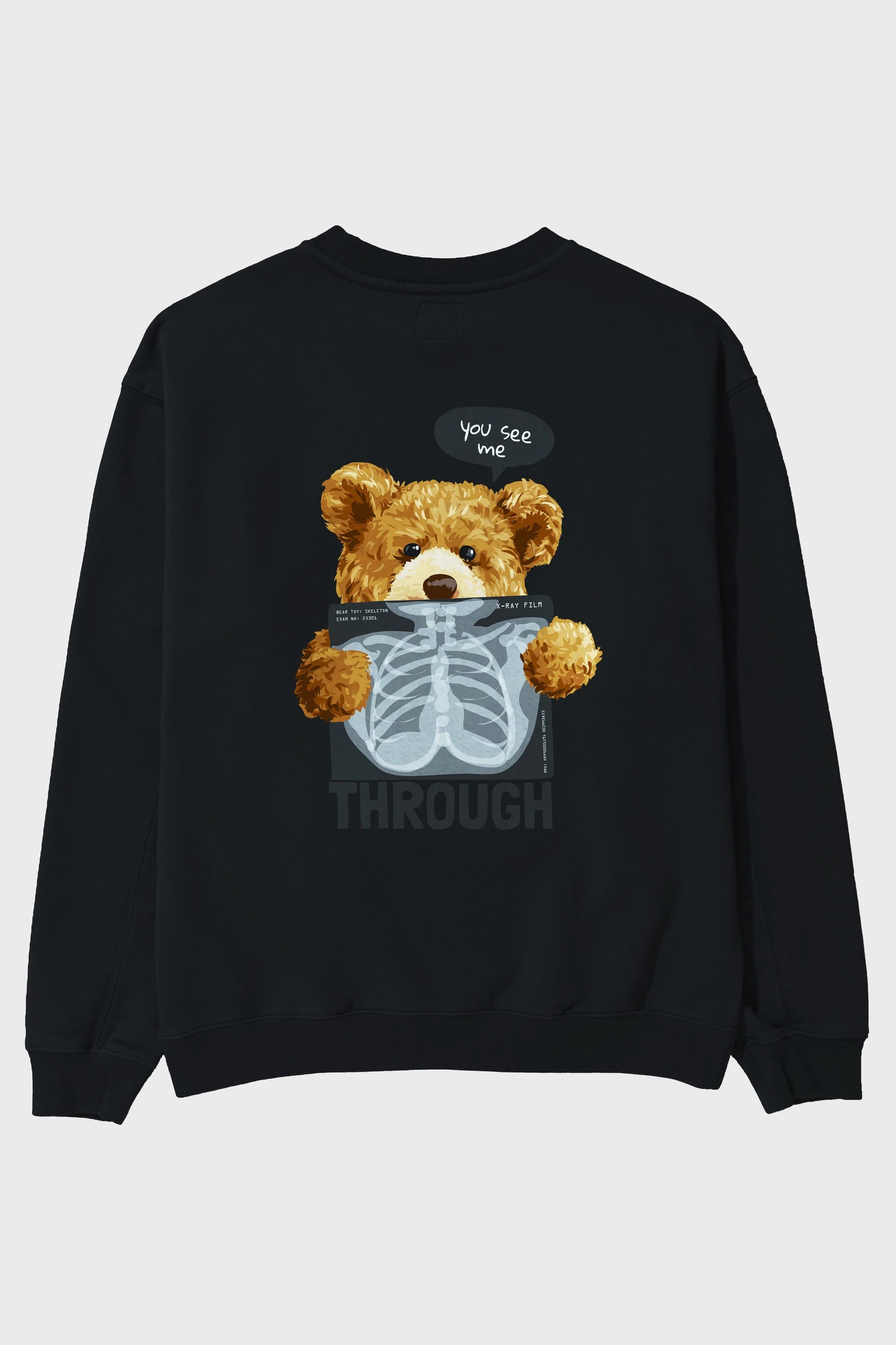 Teddy Bear Trough Arka Baskılı Oversize Sweatshirt Erkek Kadın Unisex