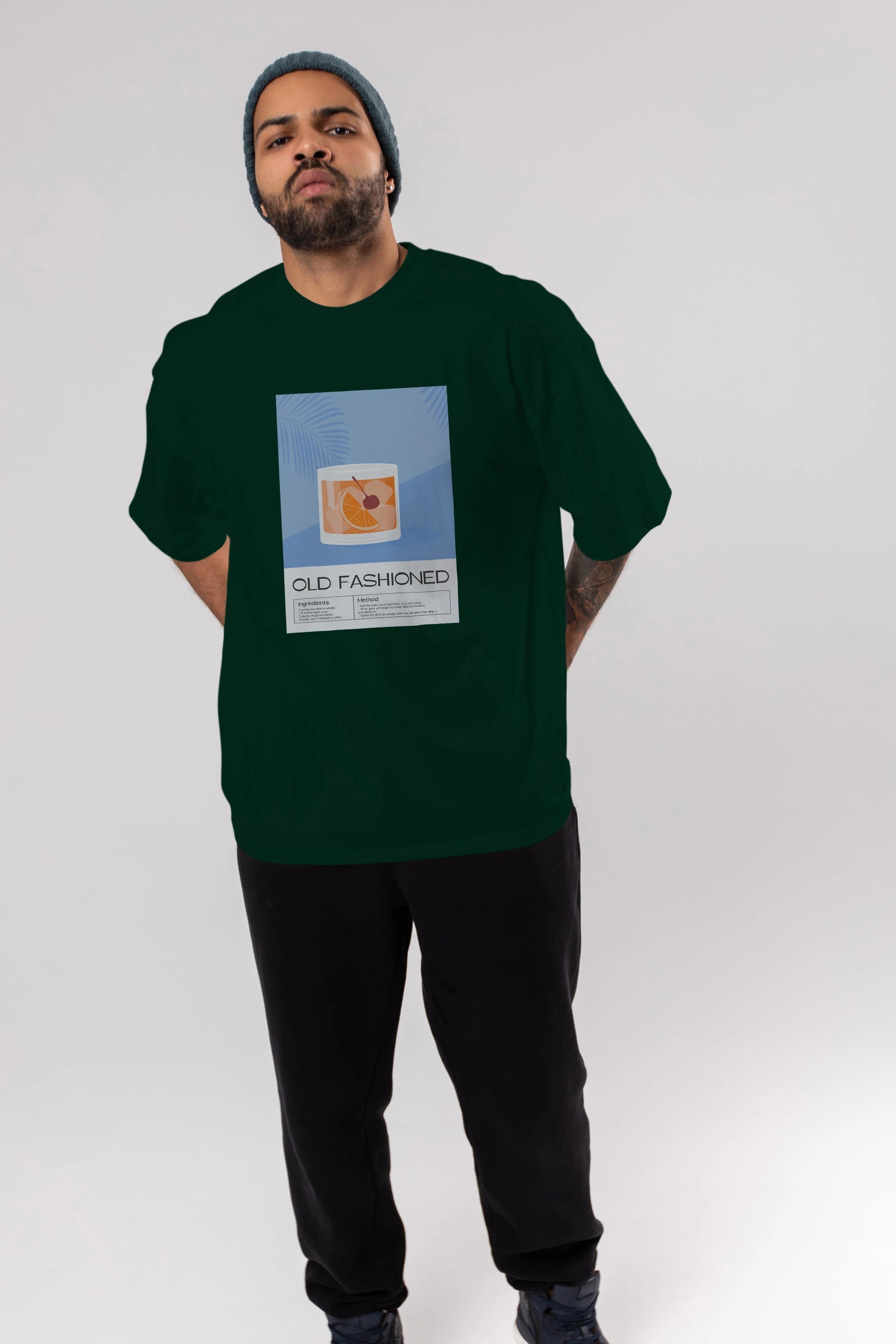 Old Fashioned 3 Ön Baskılı Oversize t-shirt Erkek Kadın Unisex %100 Pamuk Bisiklet Yaka tişort