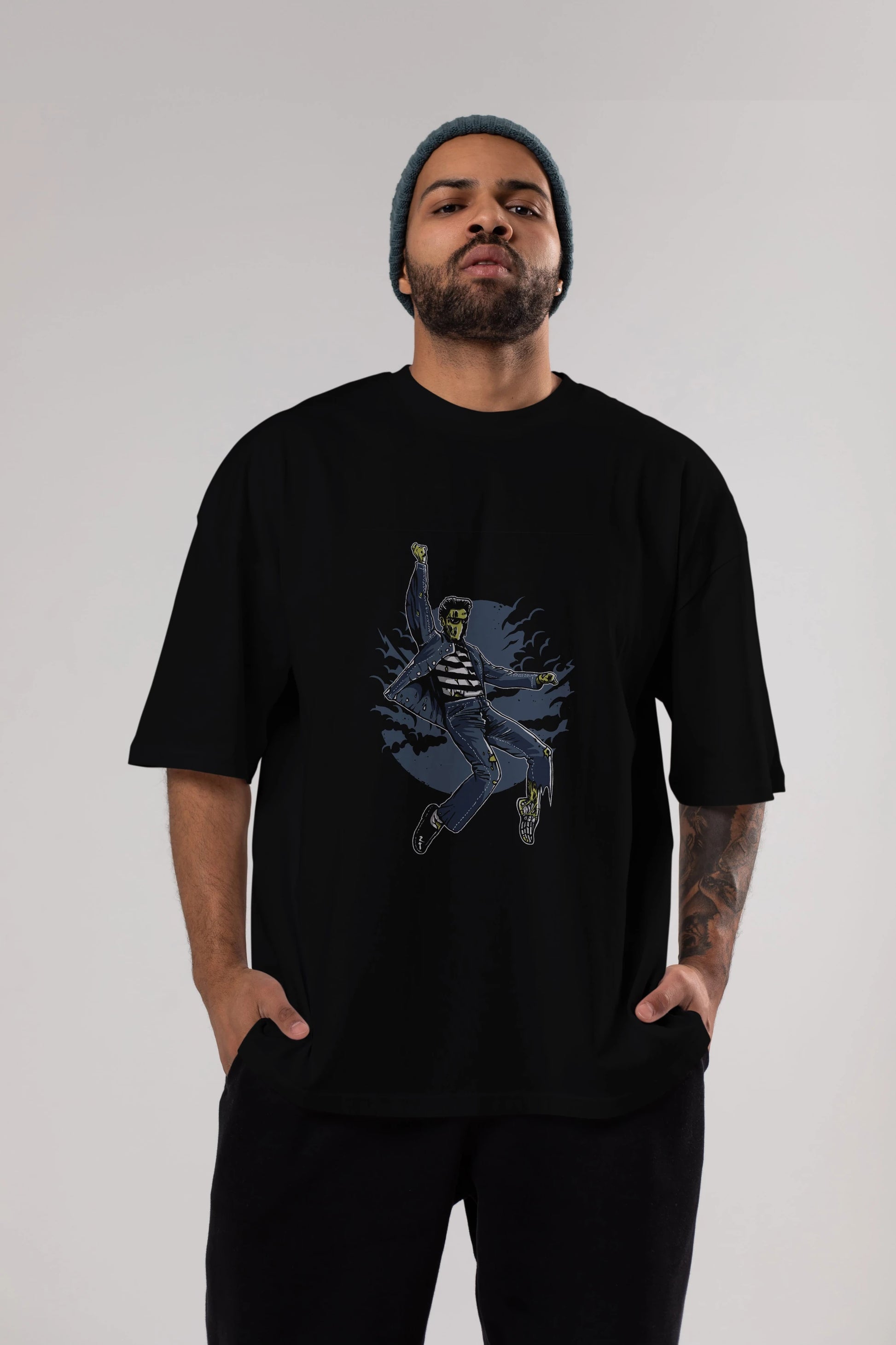 Zombie King Ön Baskılı Oversize t-shirt Erkek Kadın Unisex %100 Pamuk tişort