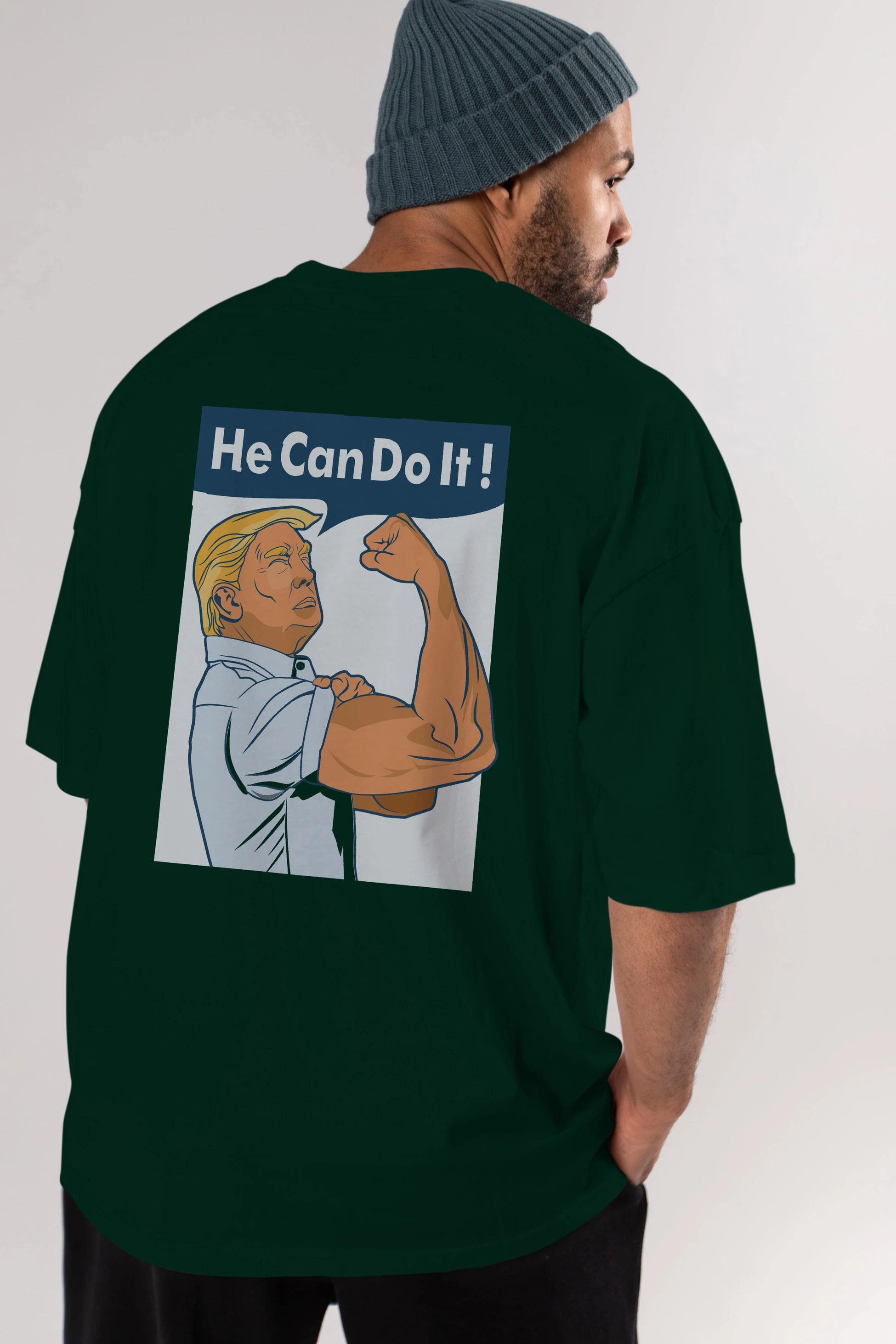 He Can Do It Trump Arka Baskılı Oversize t-shirt Erkek Kadın Unisex %100 Pamuk tişort