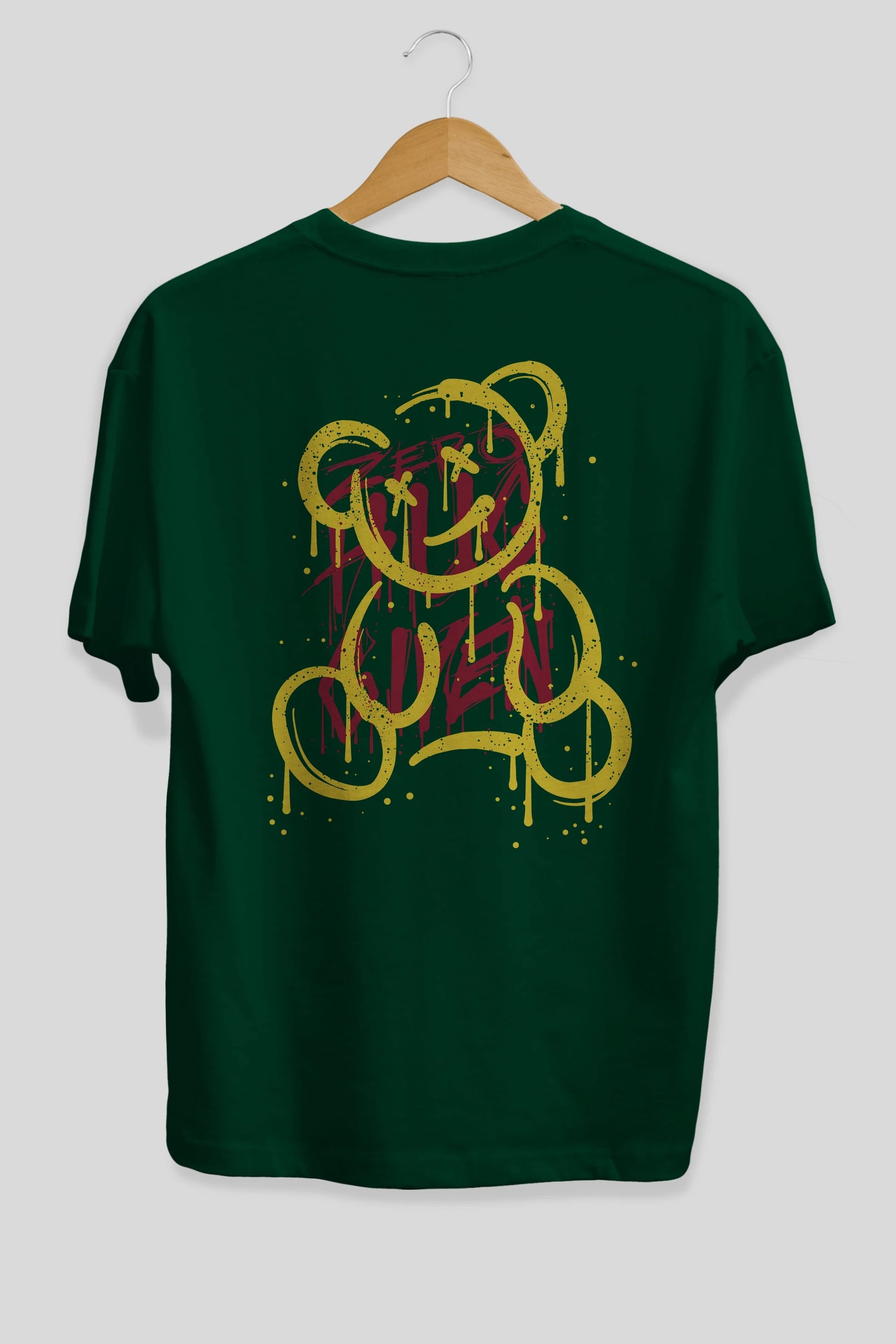 Zero Hug Bear Arka Baskılı Oversize t-shirt Erkek Kadın Unisex