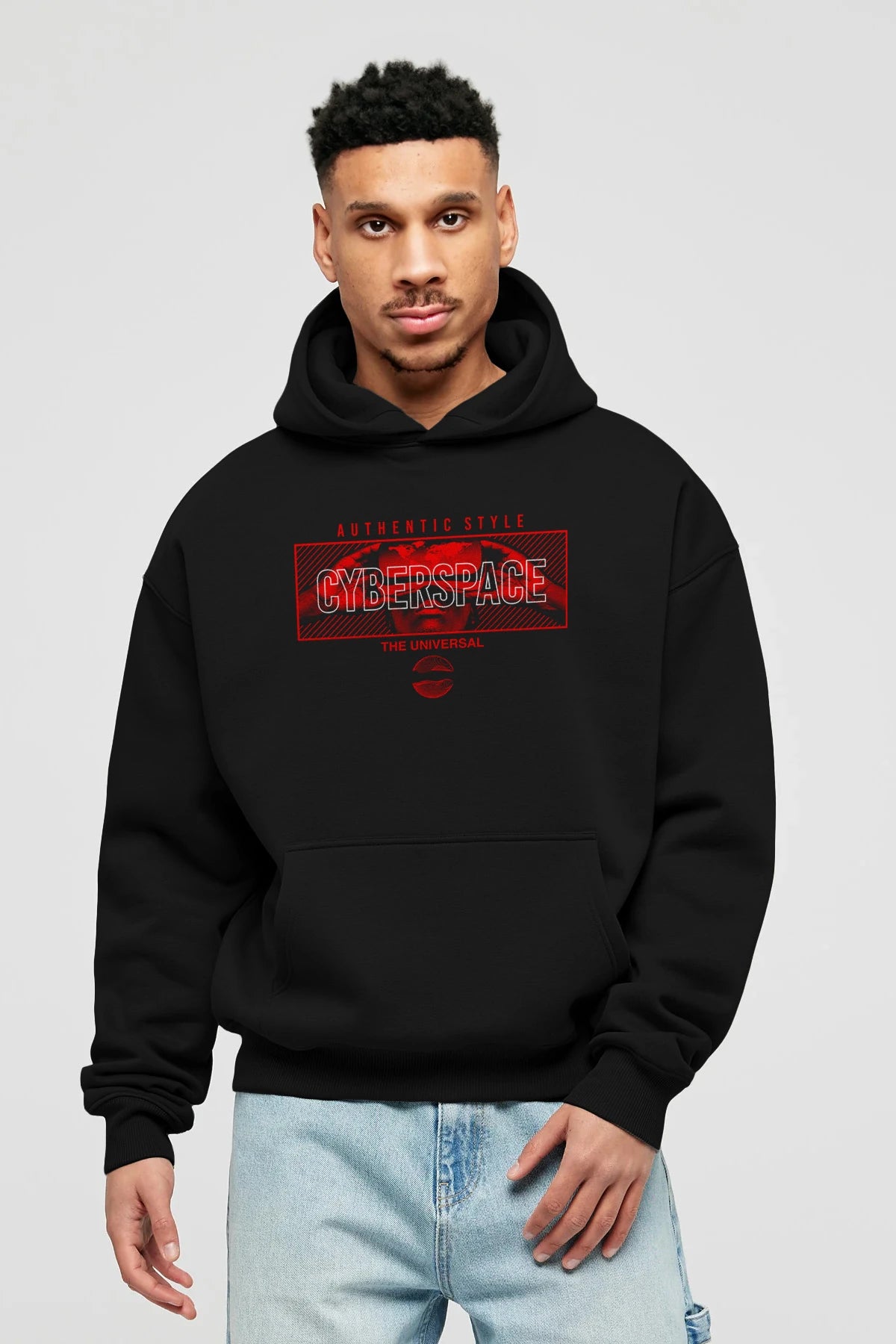 Cyberspace Ön Baskılı Hoodie Oversize Kapüşonlu Sweatshirt Erkek Kadın Unisex