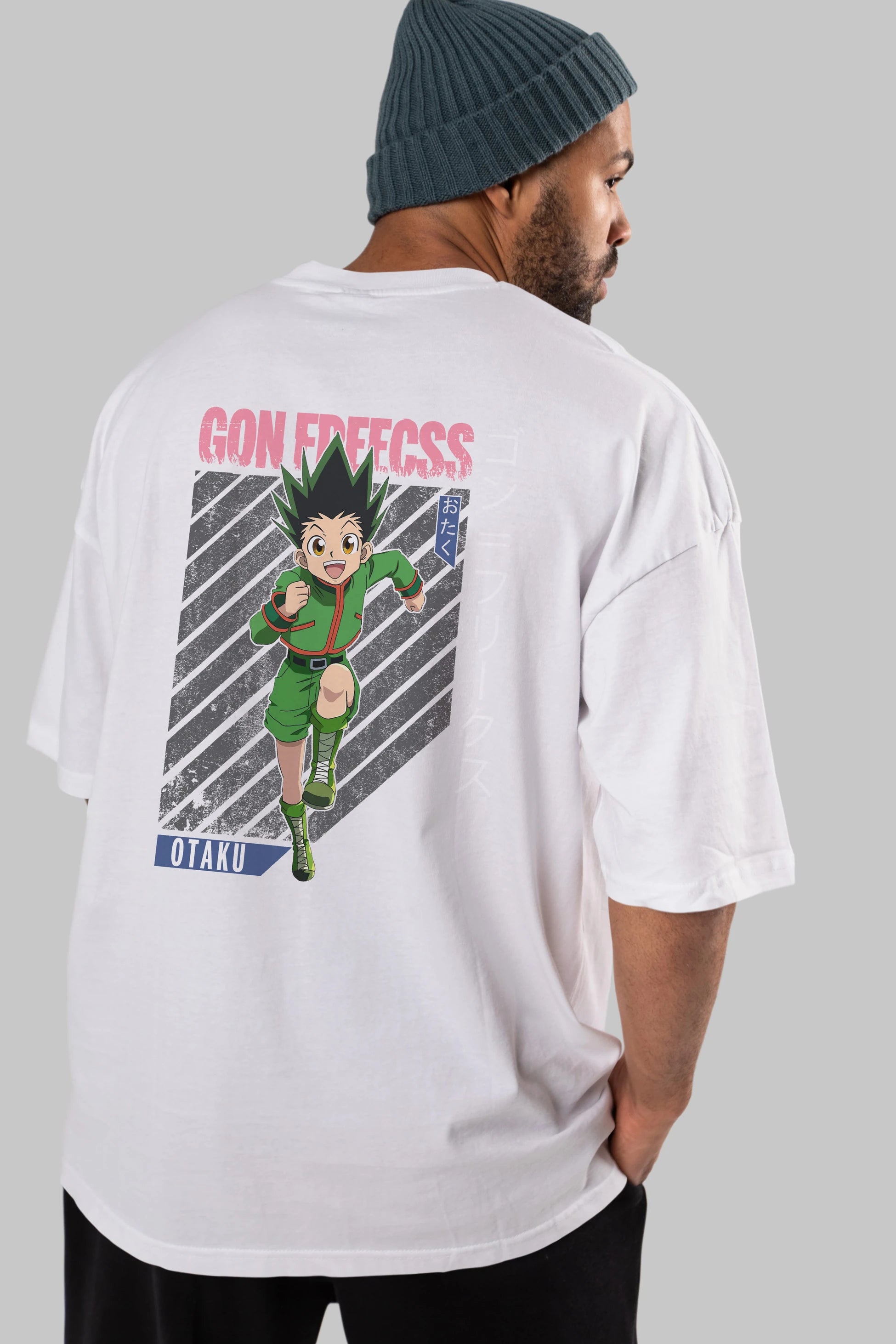 Gon Freecss HUNTER X HUNTER Anime Arka Baskılı Oversize t-shirt Erkek Kadın Unisex