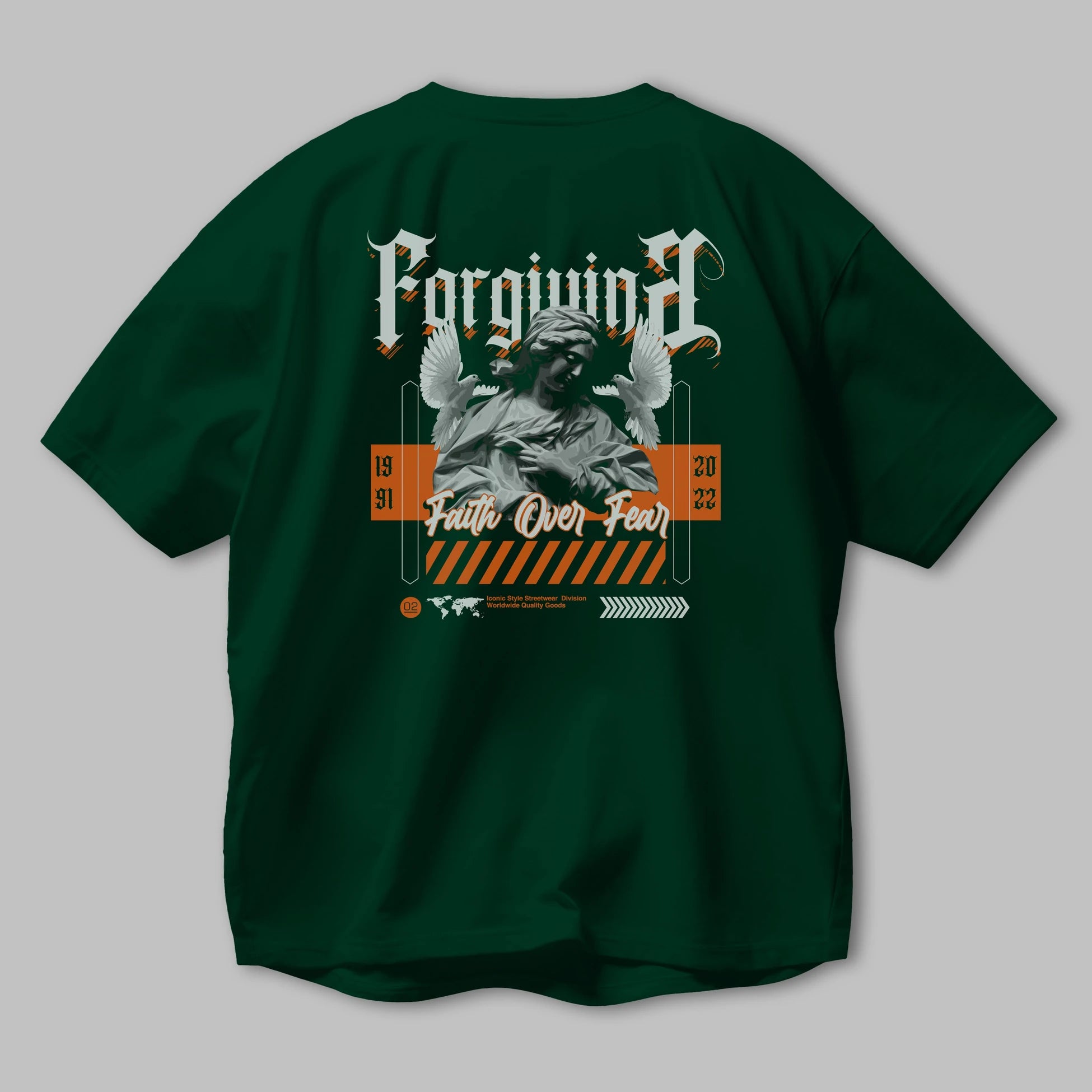 Faith Over Fear 2 Arka Baskılı Oversize t-shirt Erkek Kadın Unisex