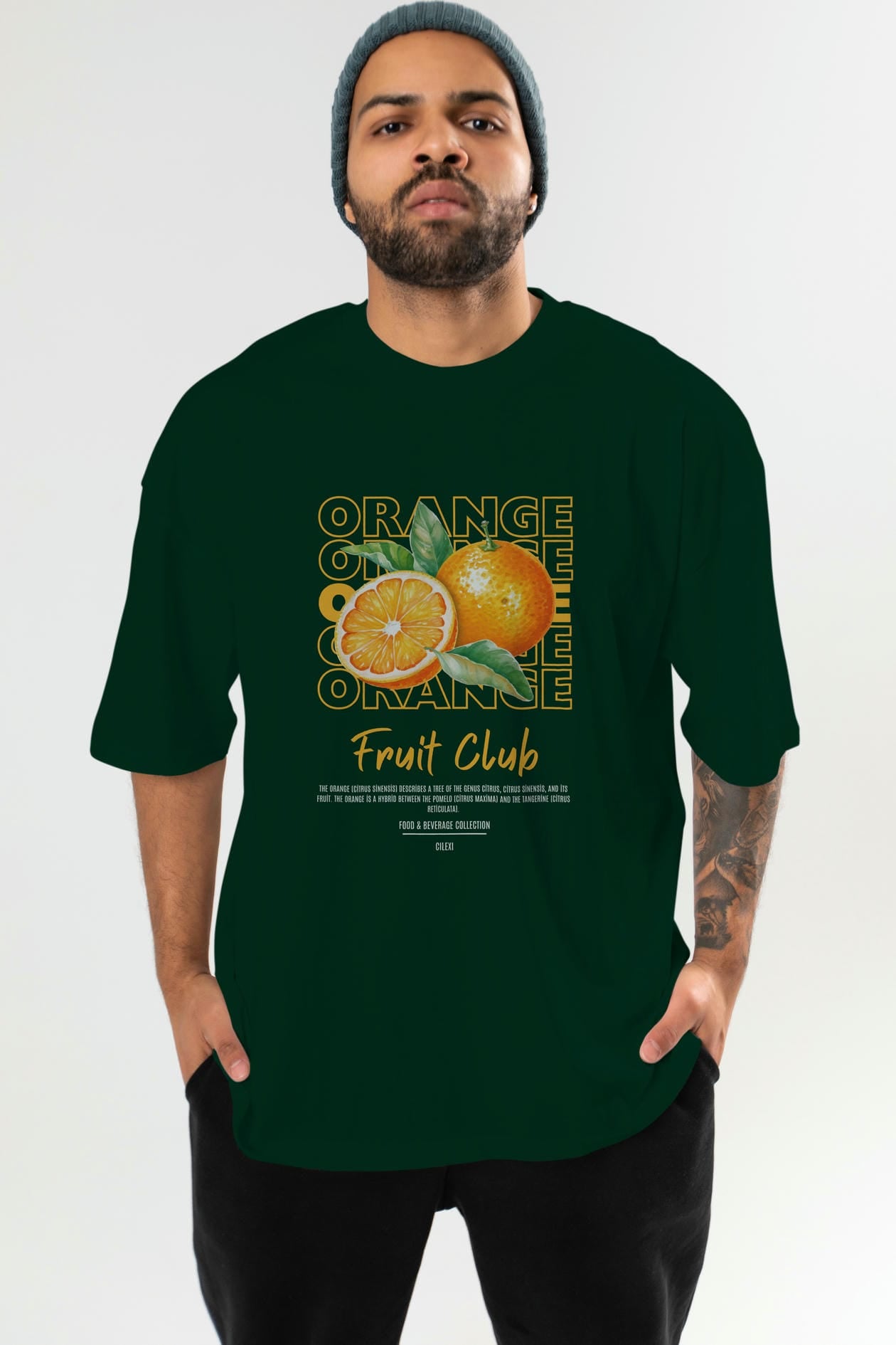 Orange Ön Baskılı Oversize t-shirt Erkek Kadın Pamuk Bisiklet Yaka tişort