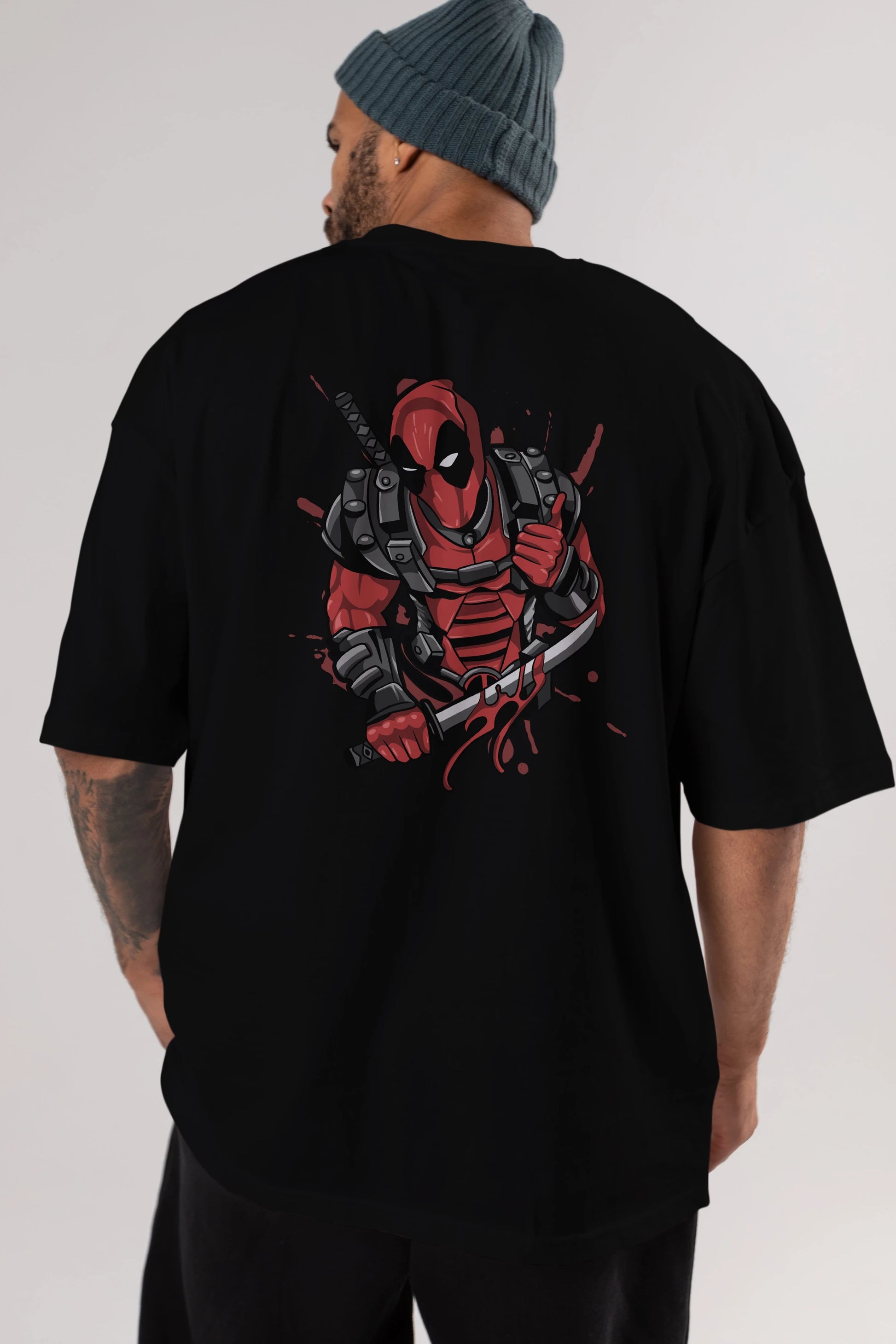 Deadpool (12) Arka Baskılı Oversize t-shirt Erkek Kadın Unisex %100 Pamuk Bisiklet Yaka tişort