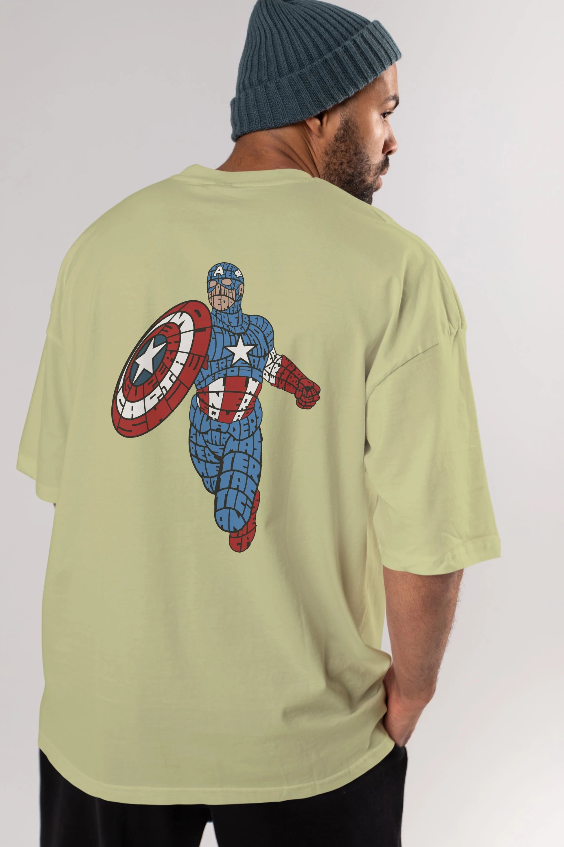 Star and Stripes Hero Arka Baskılı Oversize t-shirt %100 pamuk Erkek Kadın Unisex