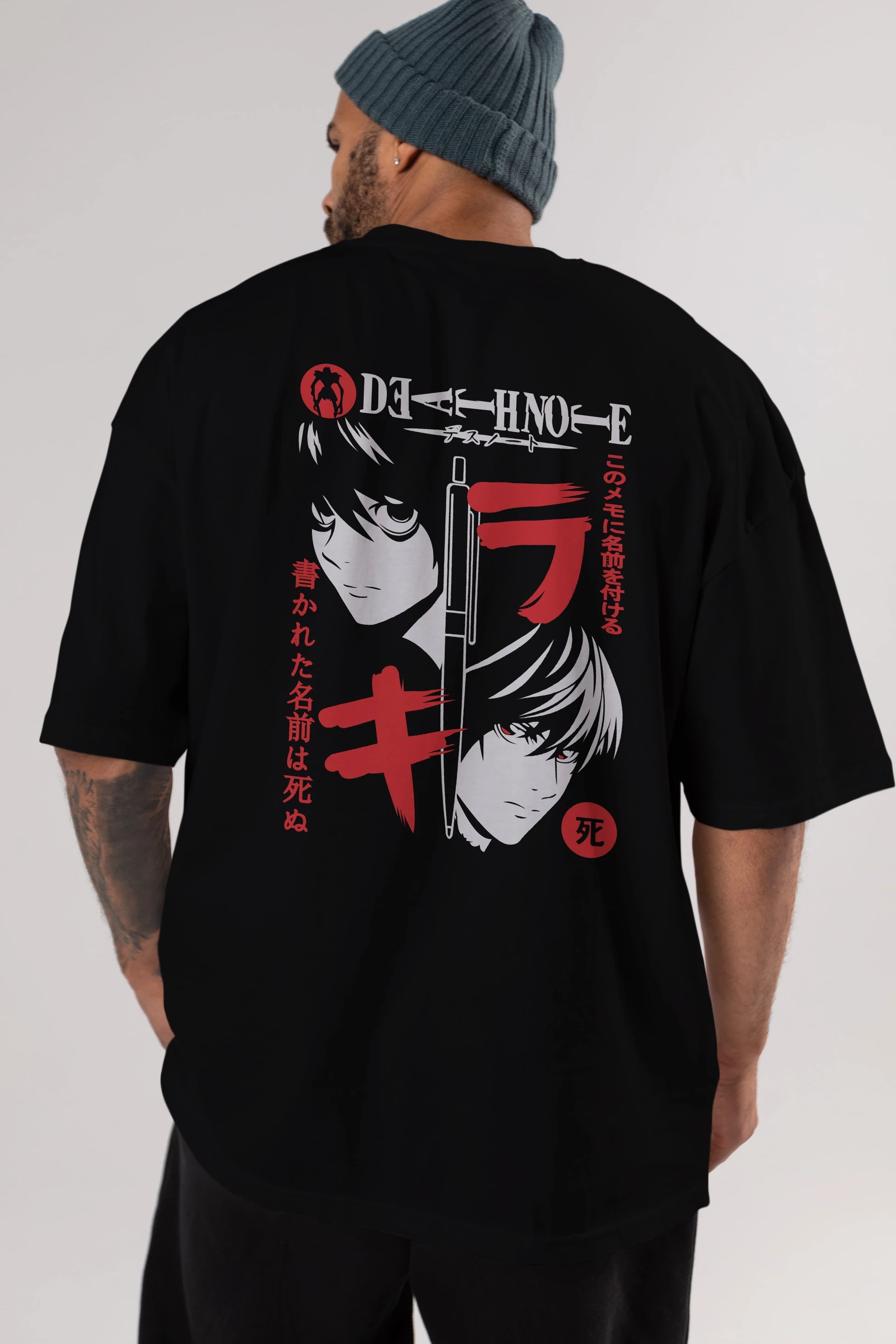 DEATHNOTE L vs KIRA Anime Arka Baskılı Oversize t-shirt Erkek Kadın Unisex