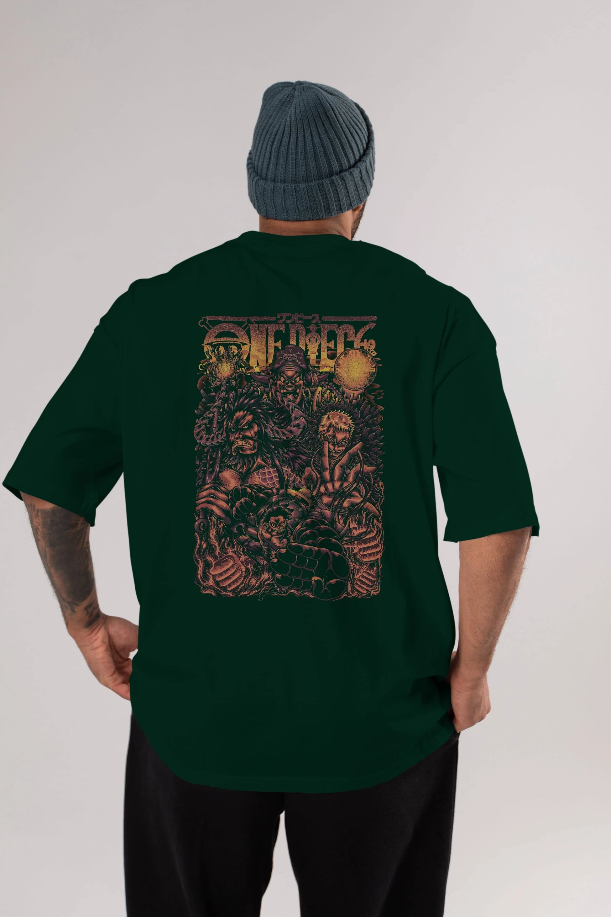ONE PIECE Anime Arka Baskılı Oversize t-shirt Erkek Kadın Unisex