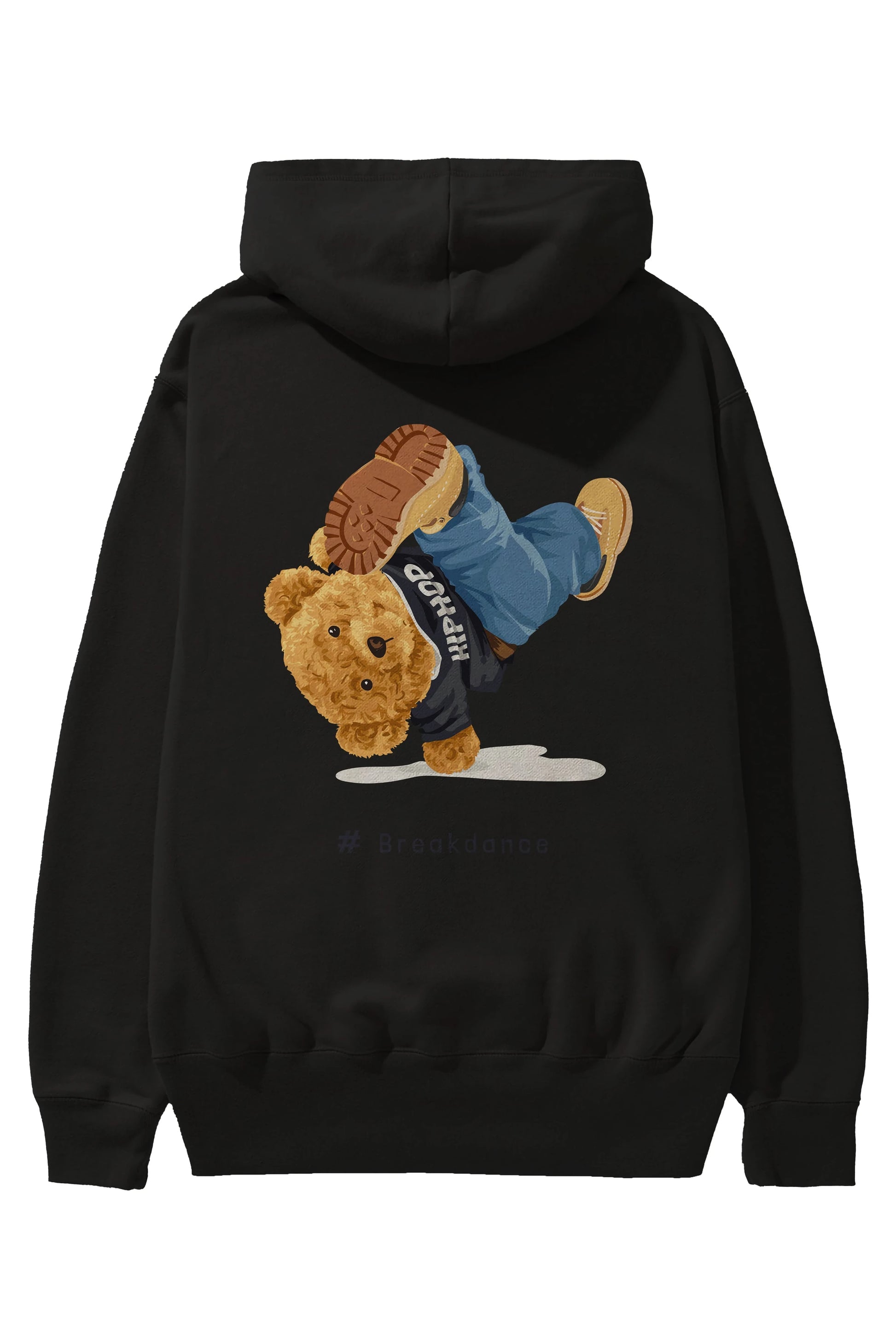 Teddy Bear Breakdance Arka Baskılı Hoodie Oversize Kapüşonlu Sweatshirt Erkek Kadın Unisex