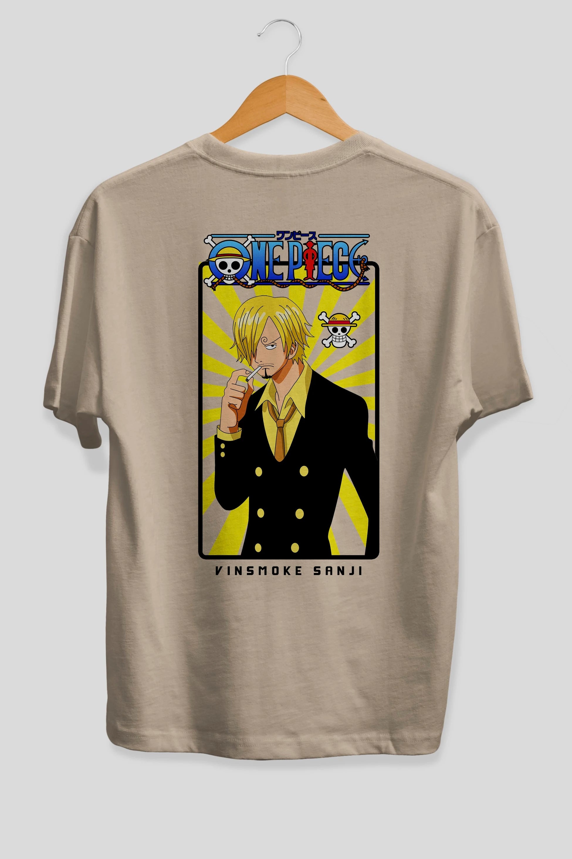 Sanji 4 Anime Arka Baskılı Oversize t-shirt Erkek Kadın Unisex %100 pamuk tişort