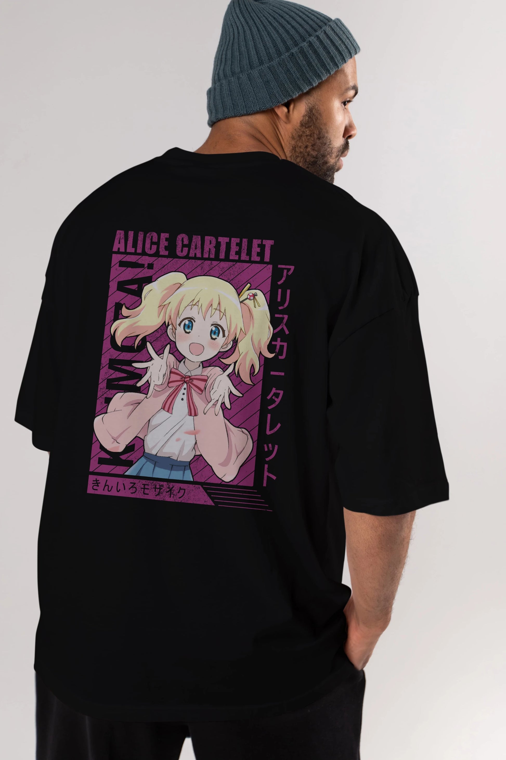 Alice Cartelet 12 Anime Arka Baskılı Oversize t-shirt Erkek Kadın Unisex