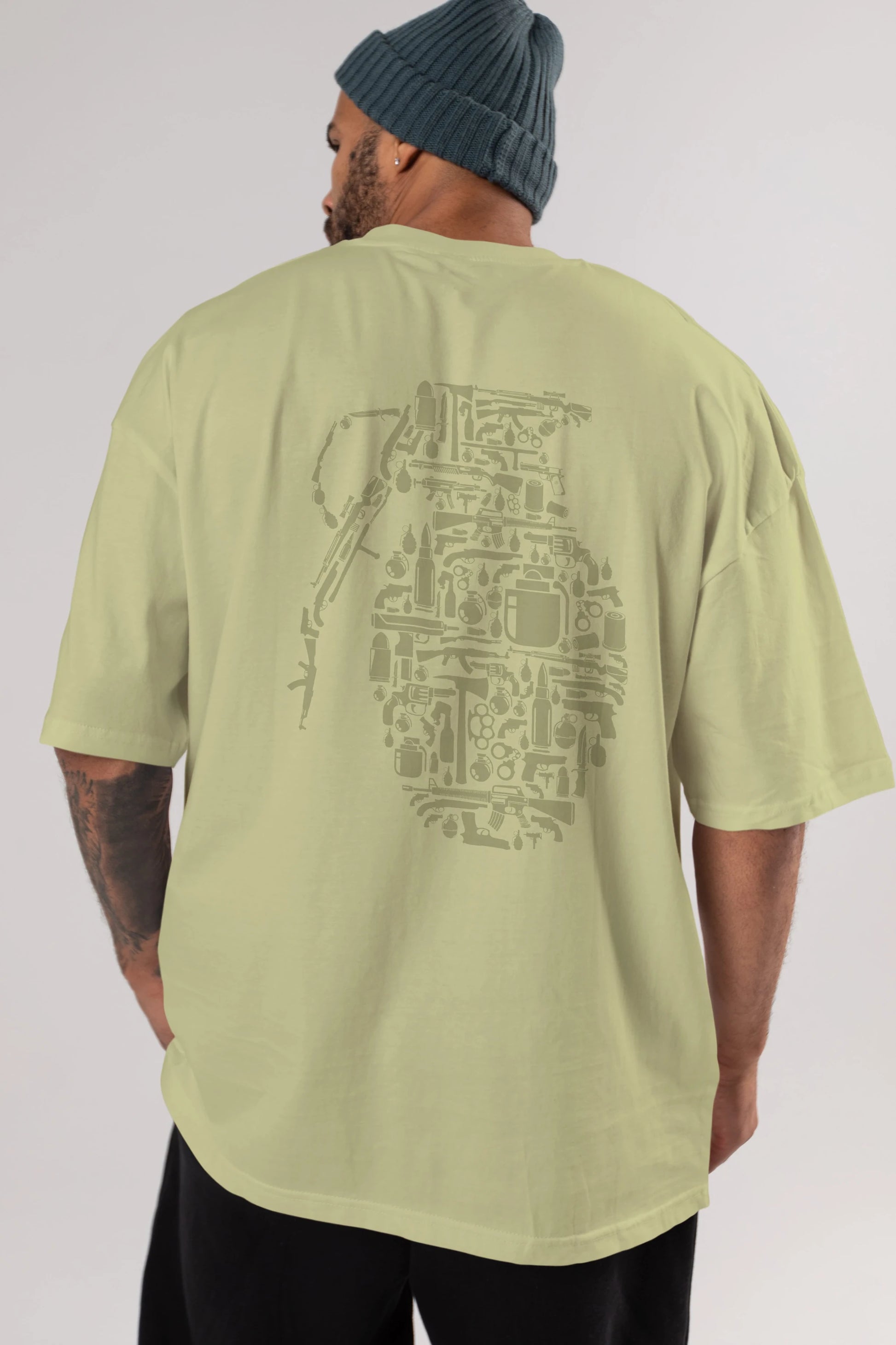 Grenade Arka Baskılı Oversize t-shirt %100 pamuk Erkek Kadın Unisex