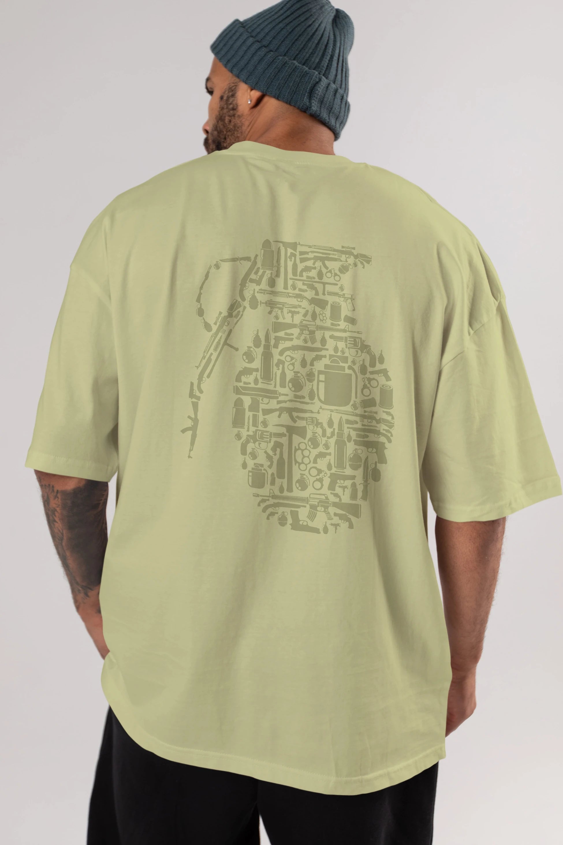 Grenade Arka Baskılı Oversize t-shirt %100 pamuk Erkek Kadın Unisex