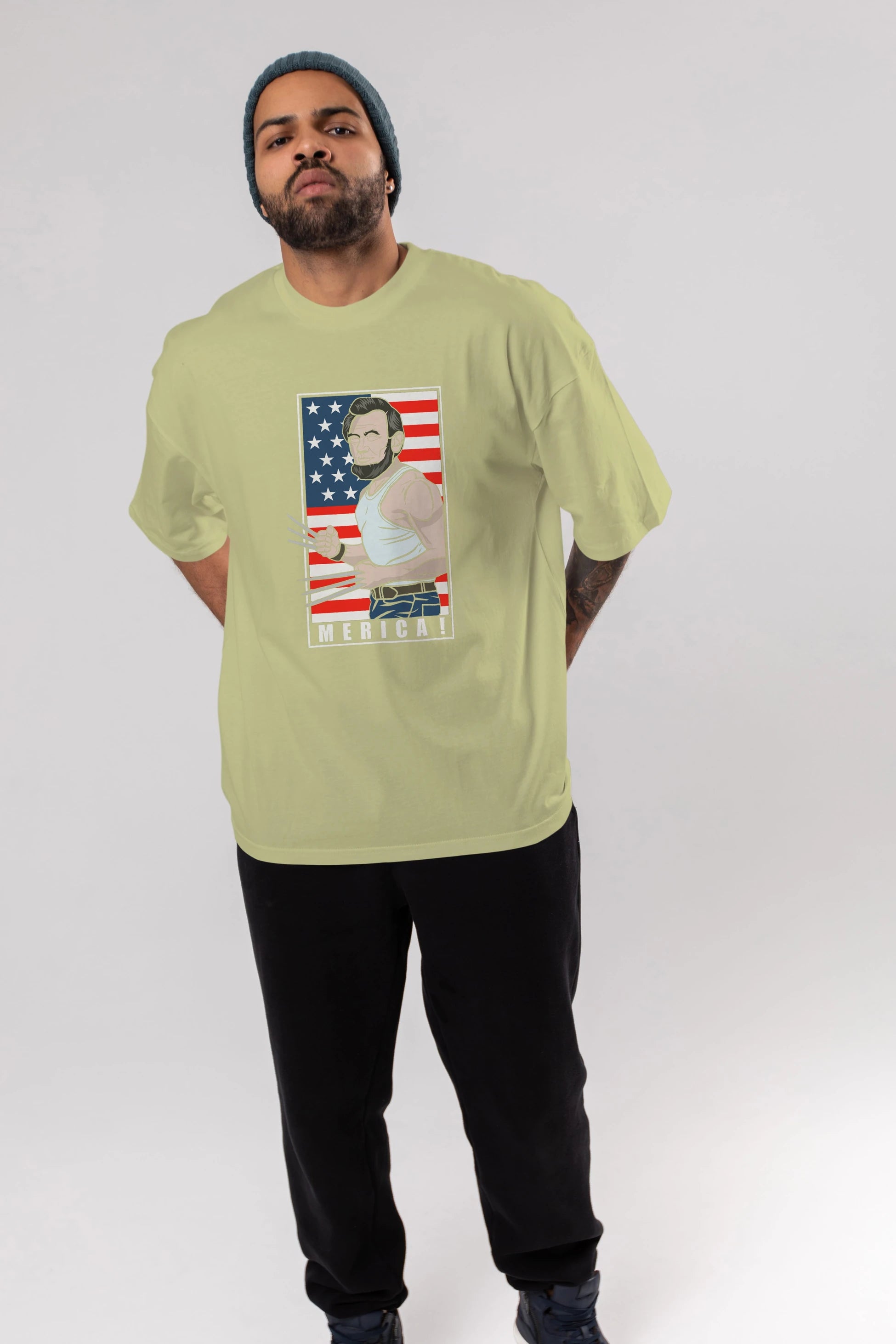 Wolverlincoln Ön Baskılı Oversize t-shirt Erkek Kadın Unisex %100 Pamuk tişort