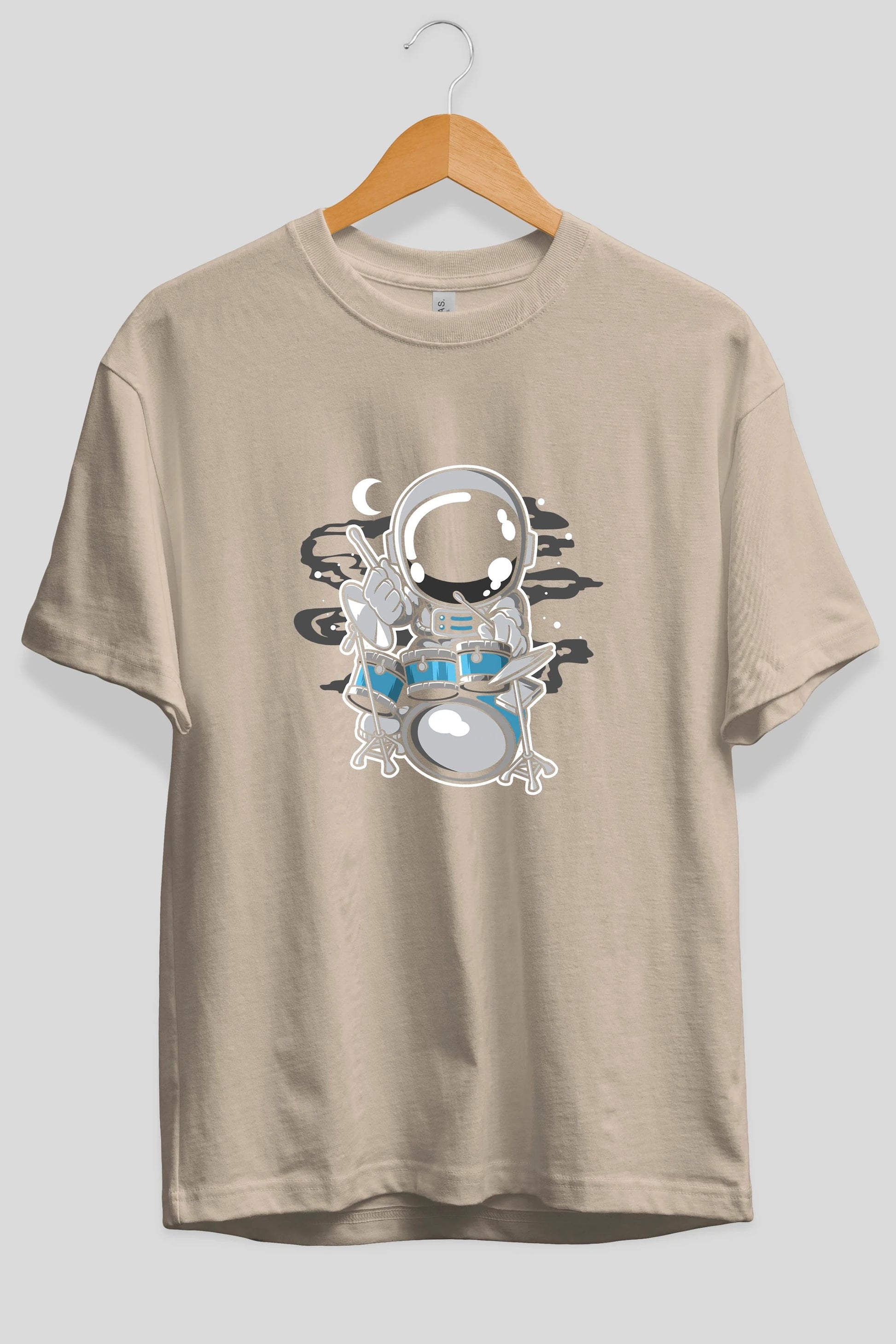 Astronaut Drummer Ön Baskılı Oversize t-shirt Erkek Kadın Unisex