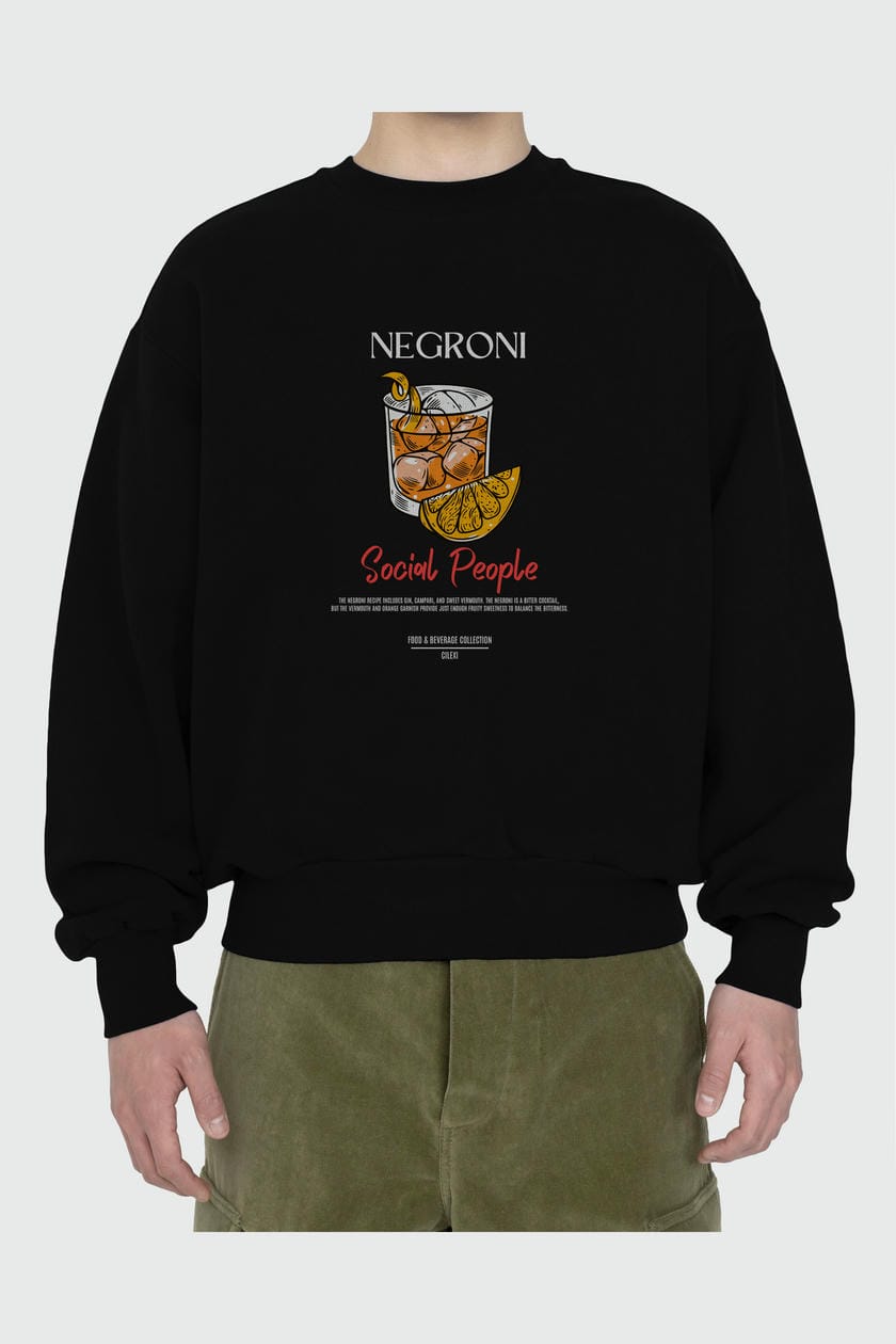 Negroni ön Baskılı Oversize Sweatshirt Erkek Kadın Unisex