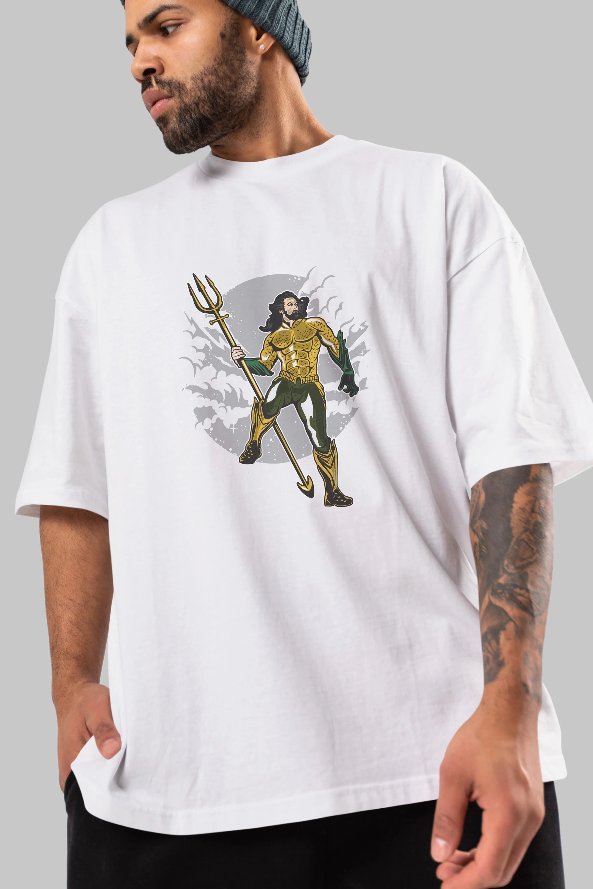 AQUAMAN Ön Baskılı Oversize t-shirt Erkek Kadın Unisex %100 Pamuk tişort