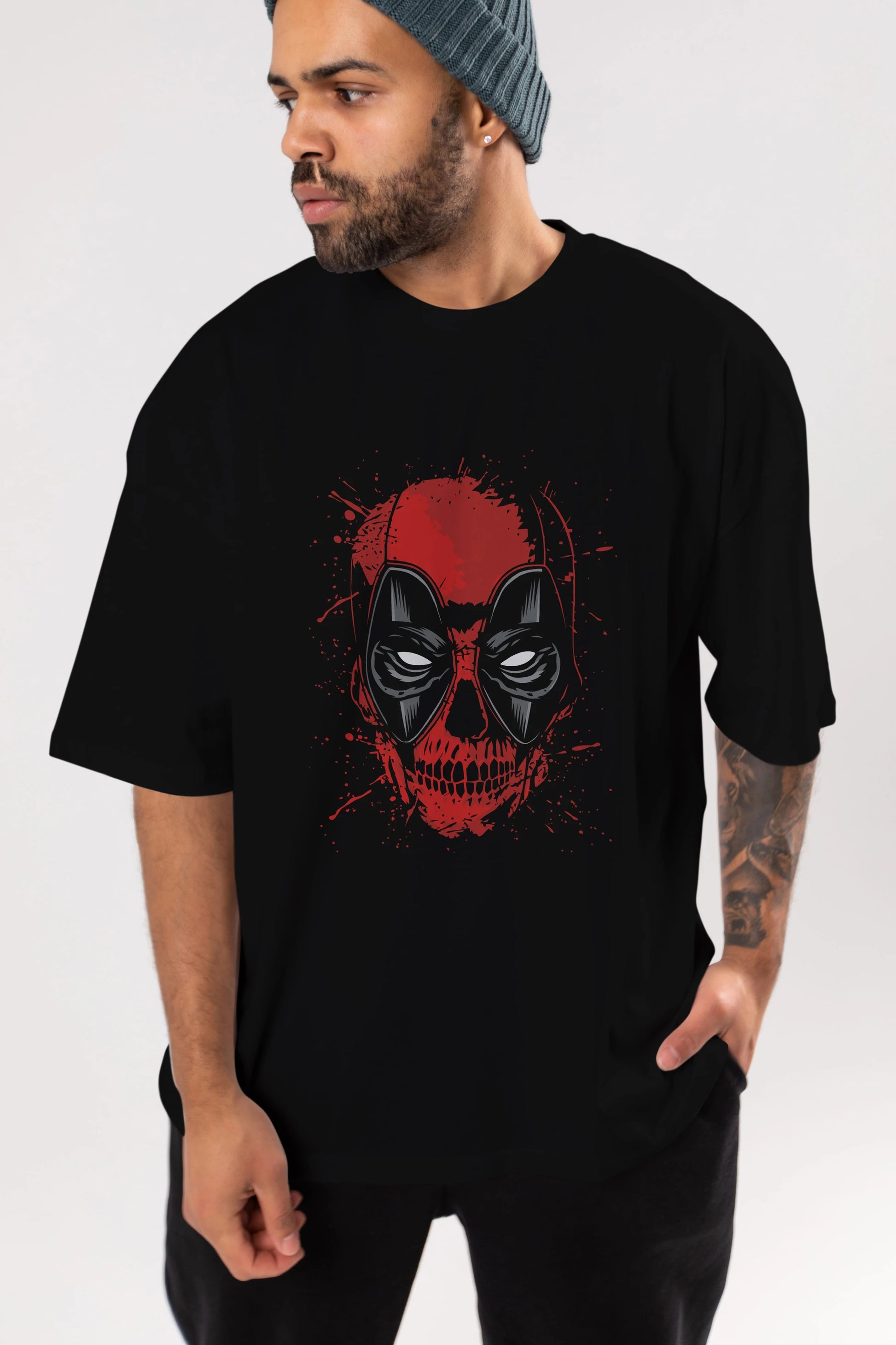 Deadpool (3) Ön Baskılı Oversize t-shirt Erkek Kadın Unisex %100 Pamuk Bisiklet Yaka tişort