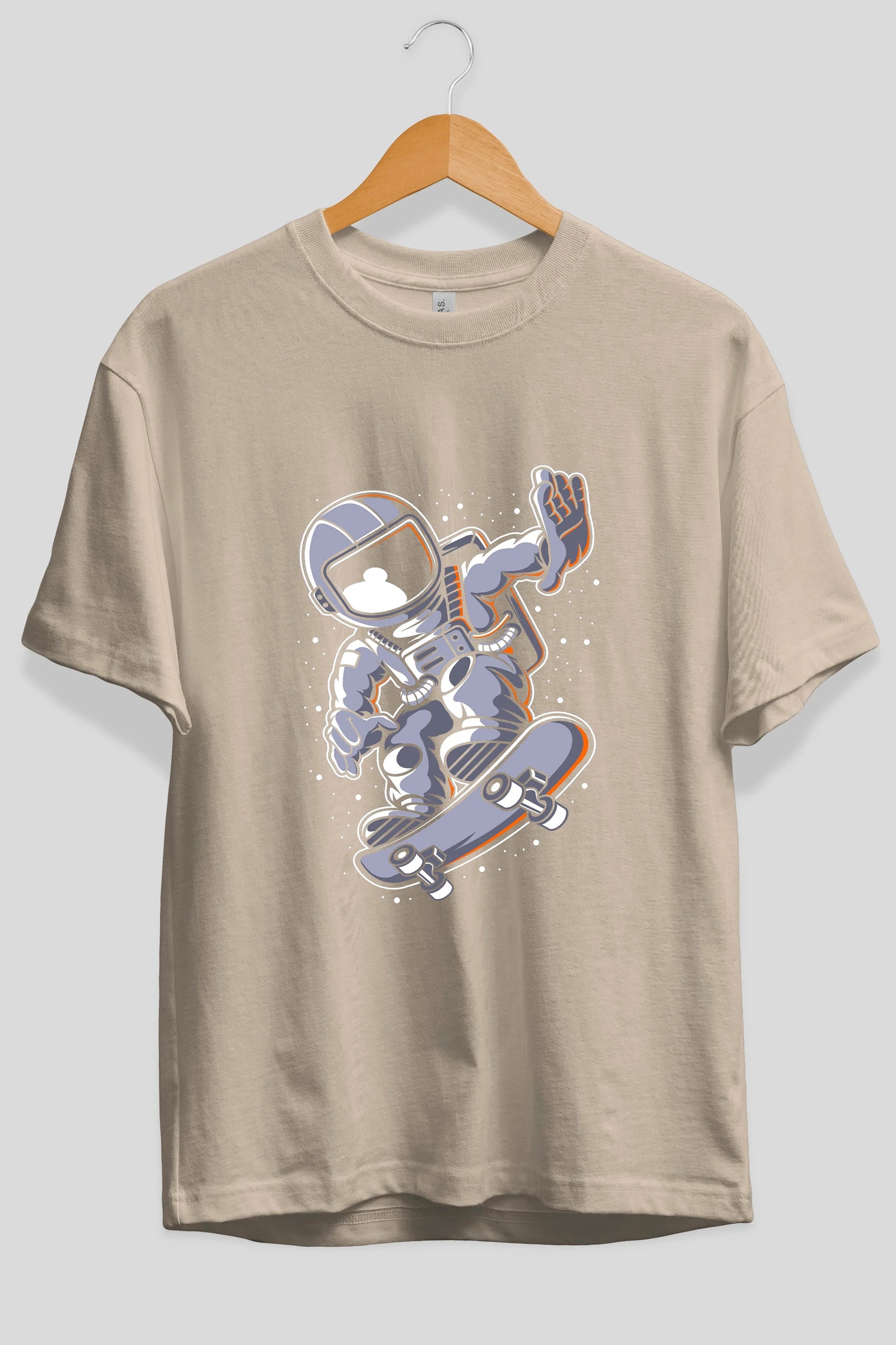 Astronaut Skateboard Ön Baskılı Oversize t-shirt Erkek Kadın Unisex