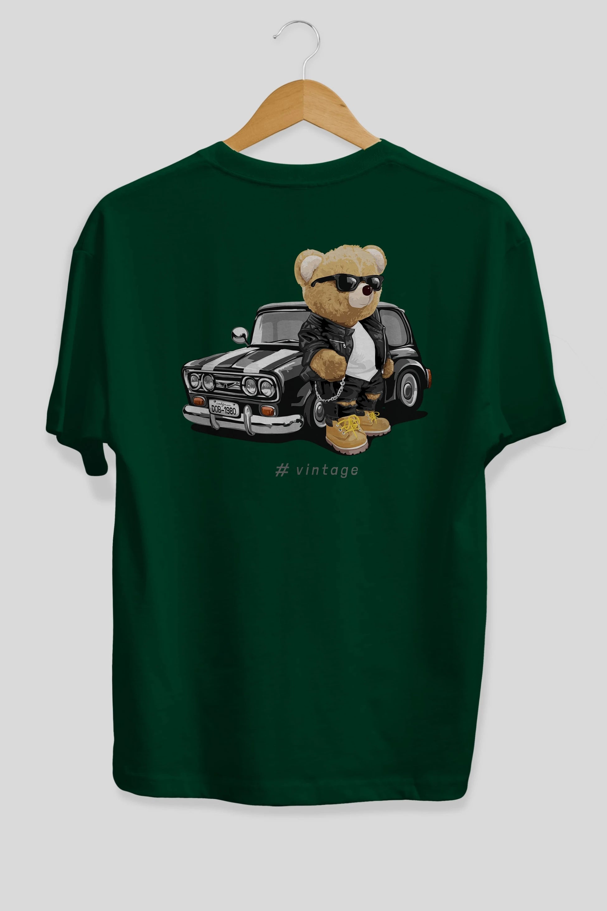 Teddy Bear Vintage Arka Baskılı Oversize t-shirt Erkek Kadın Unisex %100 Pamuk