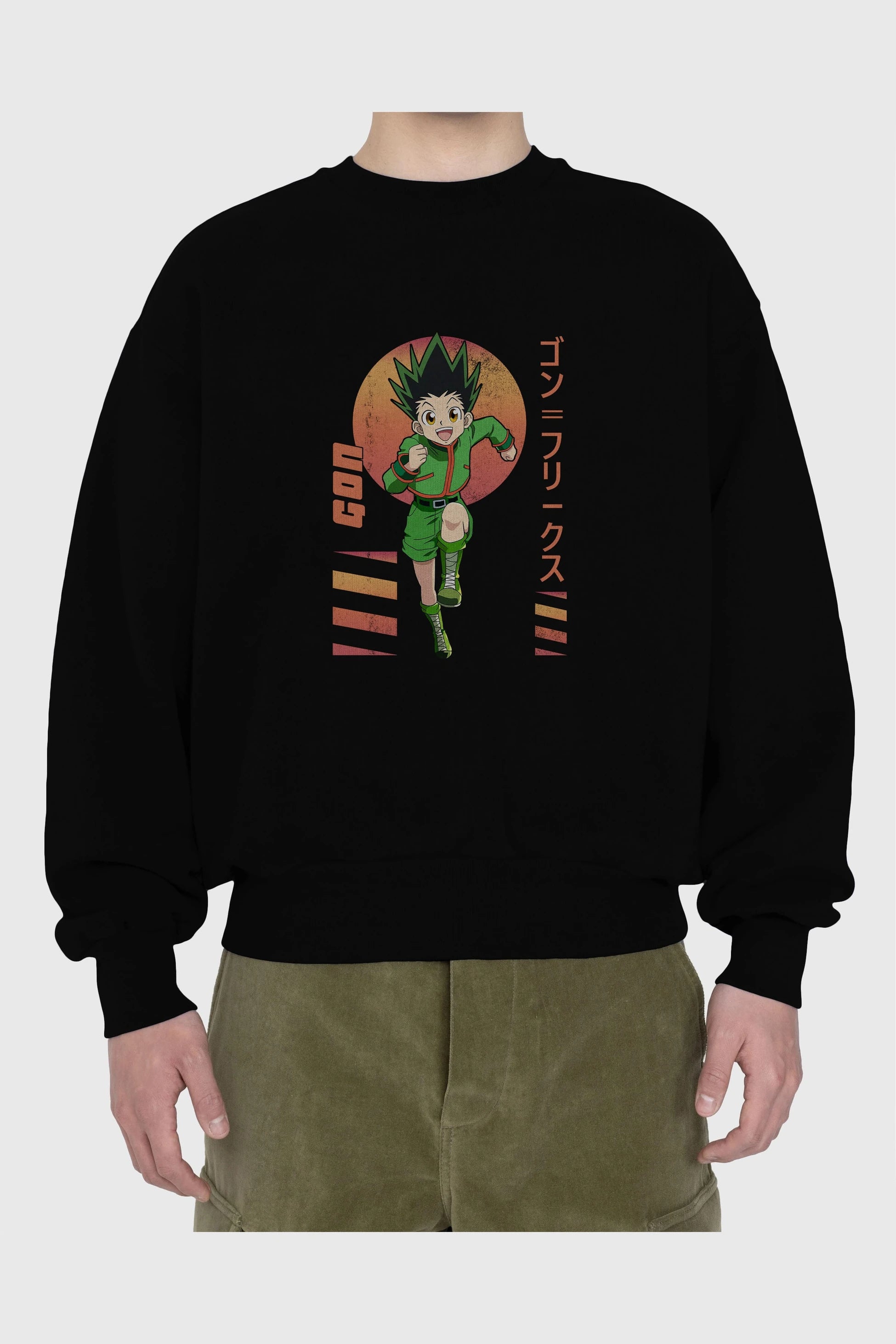 Gon Freecss HUNTER X HUNTER 2 Anime Ön Baskılı Oversize Sweatshirt Erkek Kadın Unisex