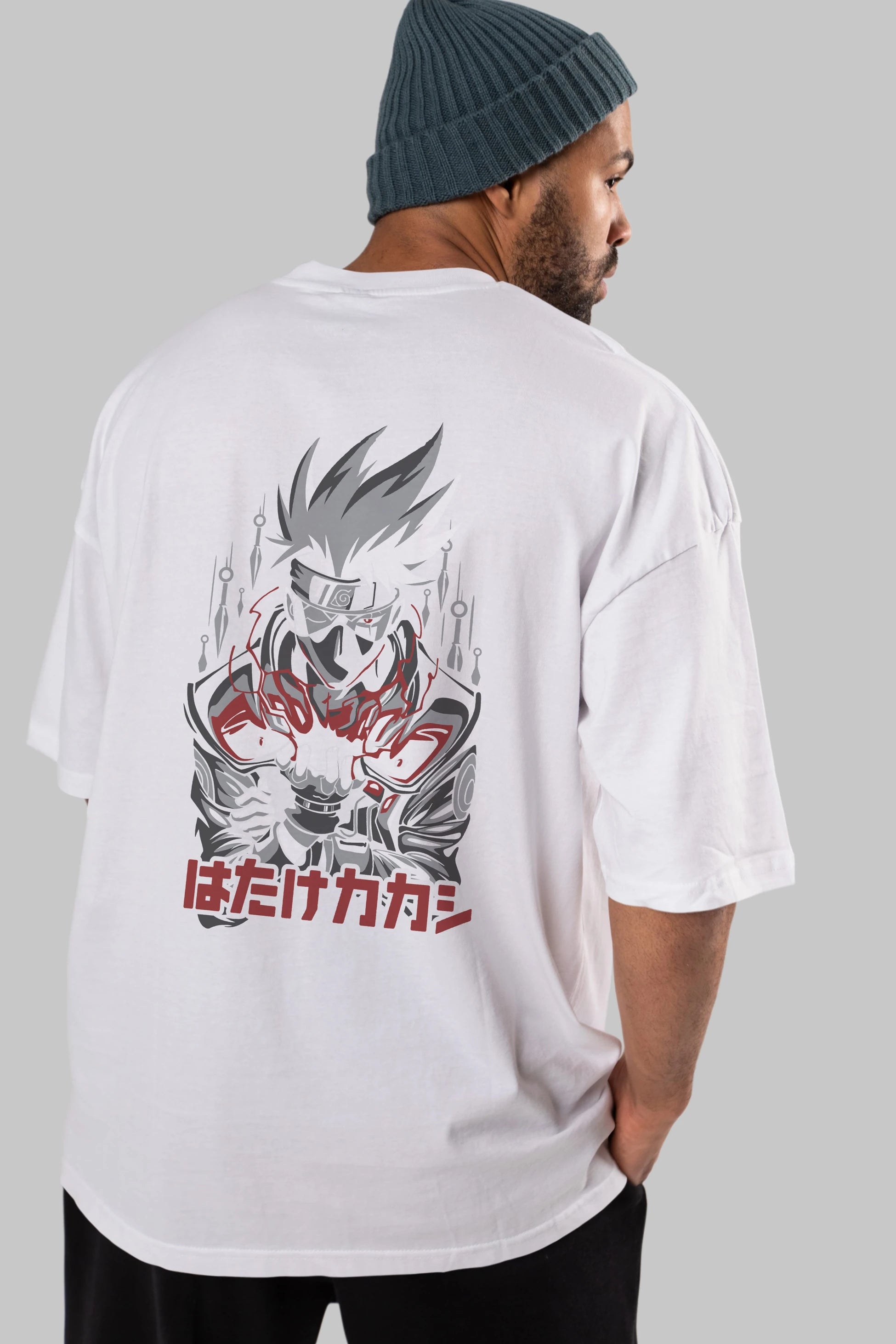 KAKASHI HATAKE NARUTO 1 Anime Arka Baskılı Oversize t-shirt Erkek Kadın Unisex