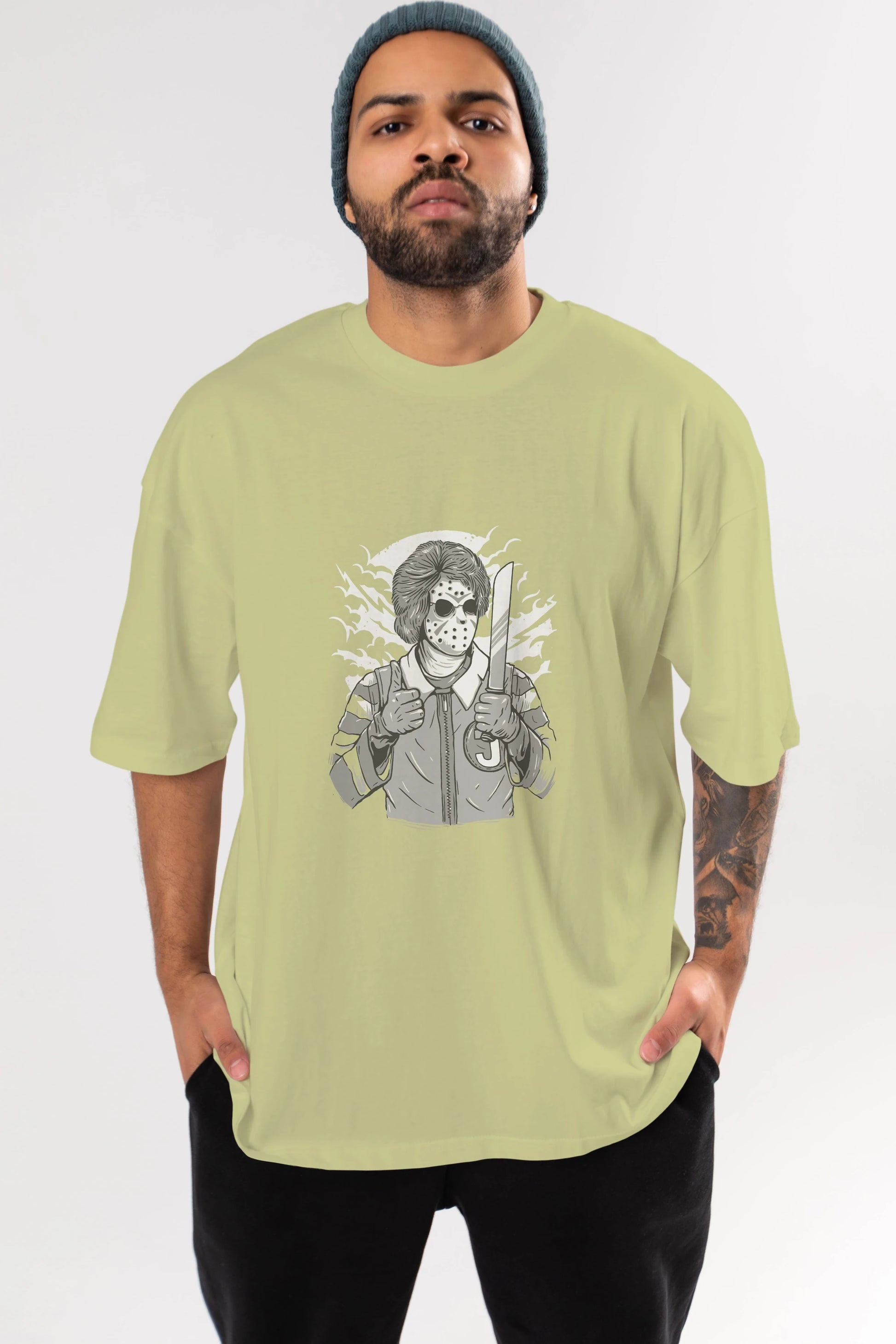 Clown Killer Ön Baskılı Oversize t-shirt Erkek Kadın Unisex %100 Pamuk tişort