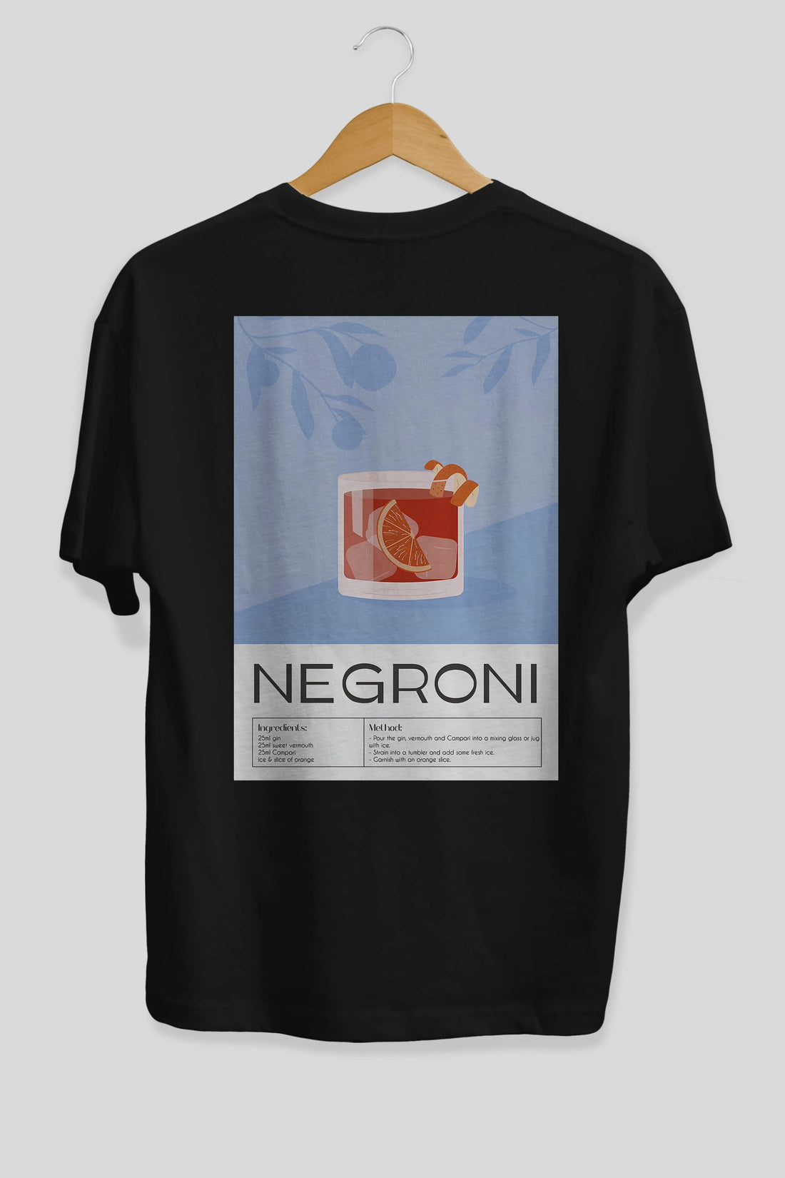 Negroni Arka Baskılı Oversize t-shirt Erkek Kadın Unisex %100 Pamuk Bisiklet Yaka tişort