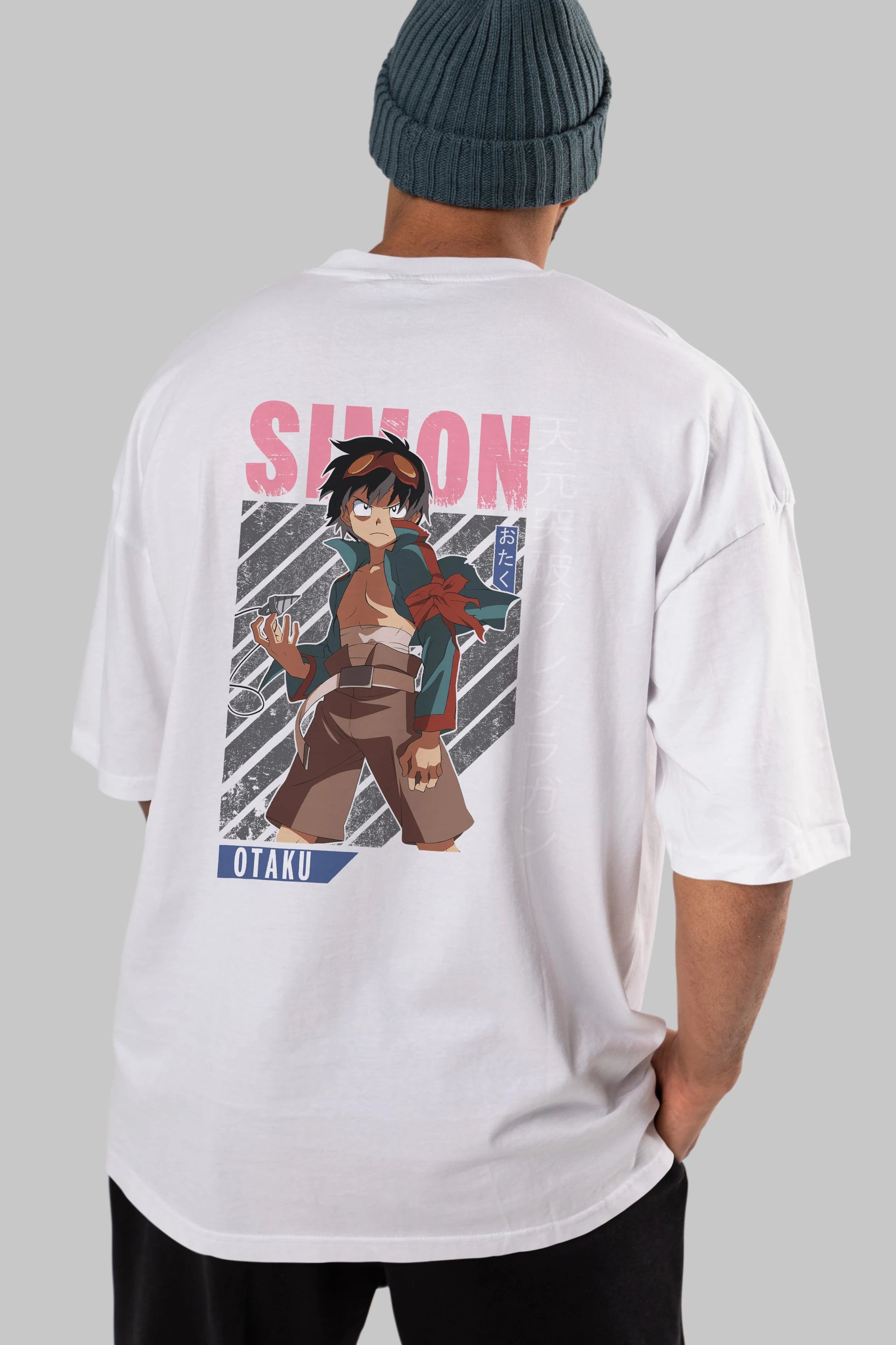 Simon 5 Anime Arka Baskılı Oversize t-shirt Erkek Kadın Unisex