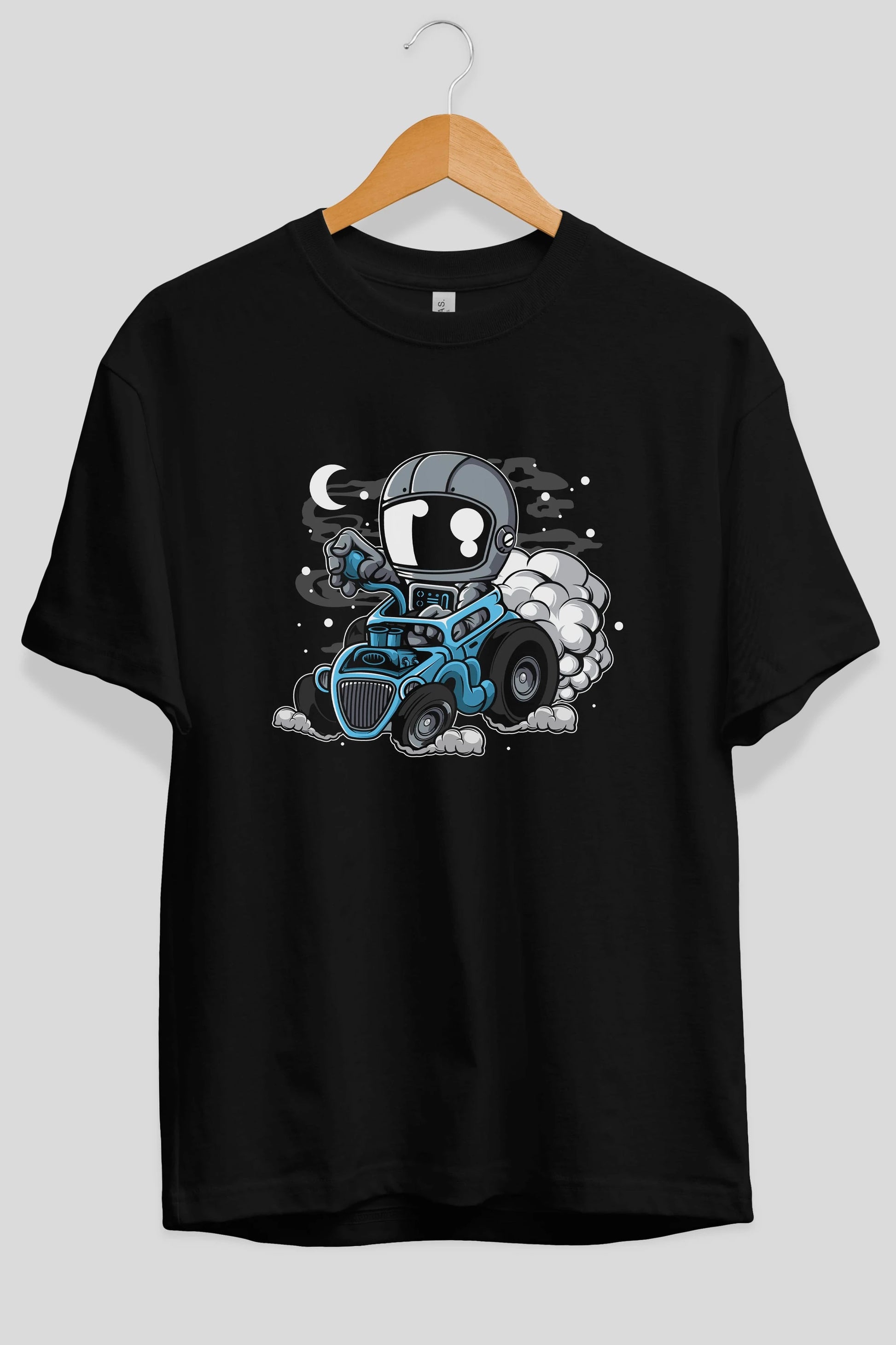 Astronaut Hotrod Ön Baskılı Oversize t-shirt Erkek Kadın Unisex