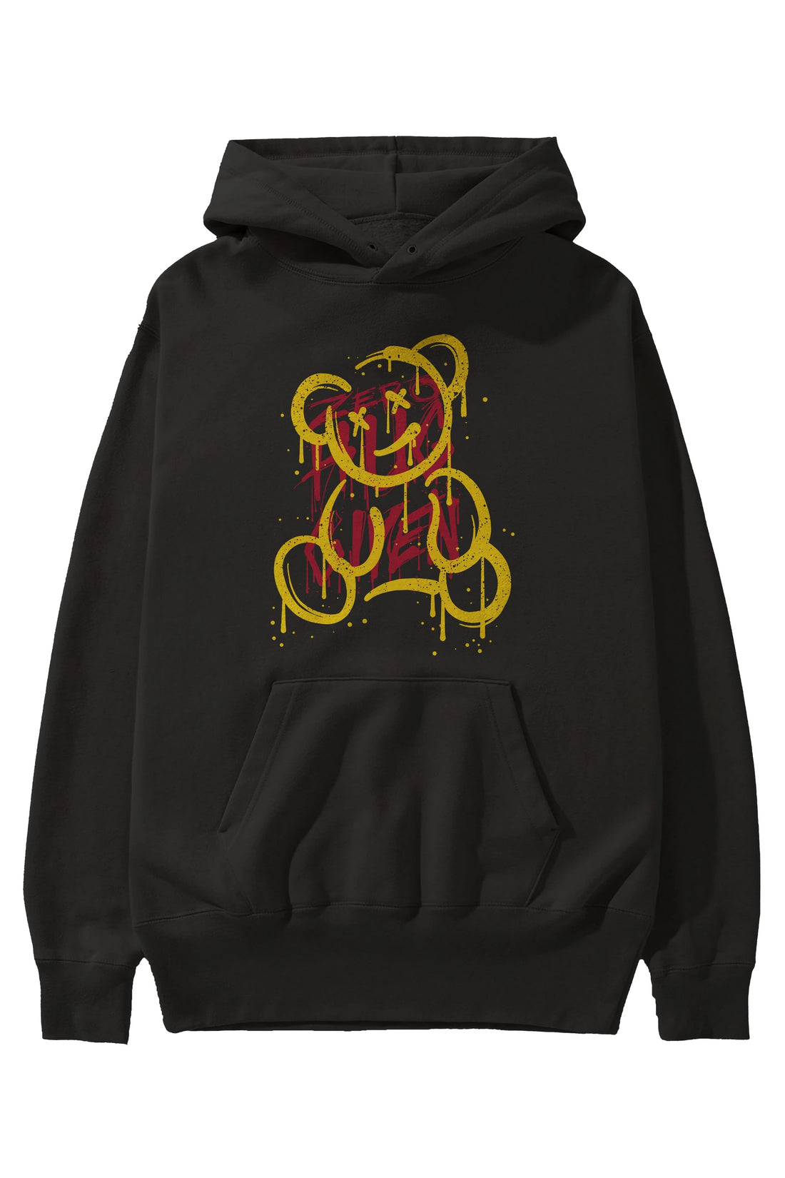 Zero Hug Bear Ön Baskılı Hoodie Oversize Kapüşonlu Sweatshirt Erkek Kadın Unisex