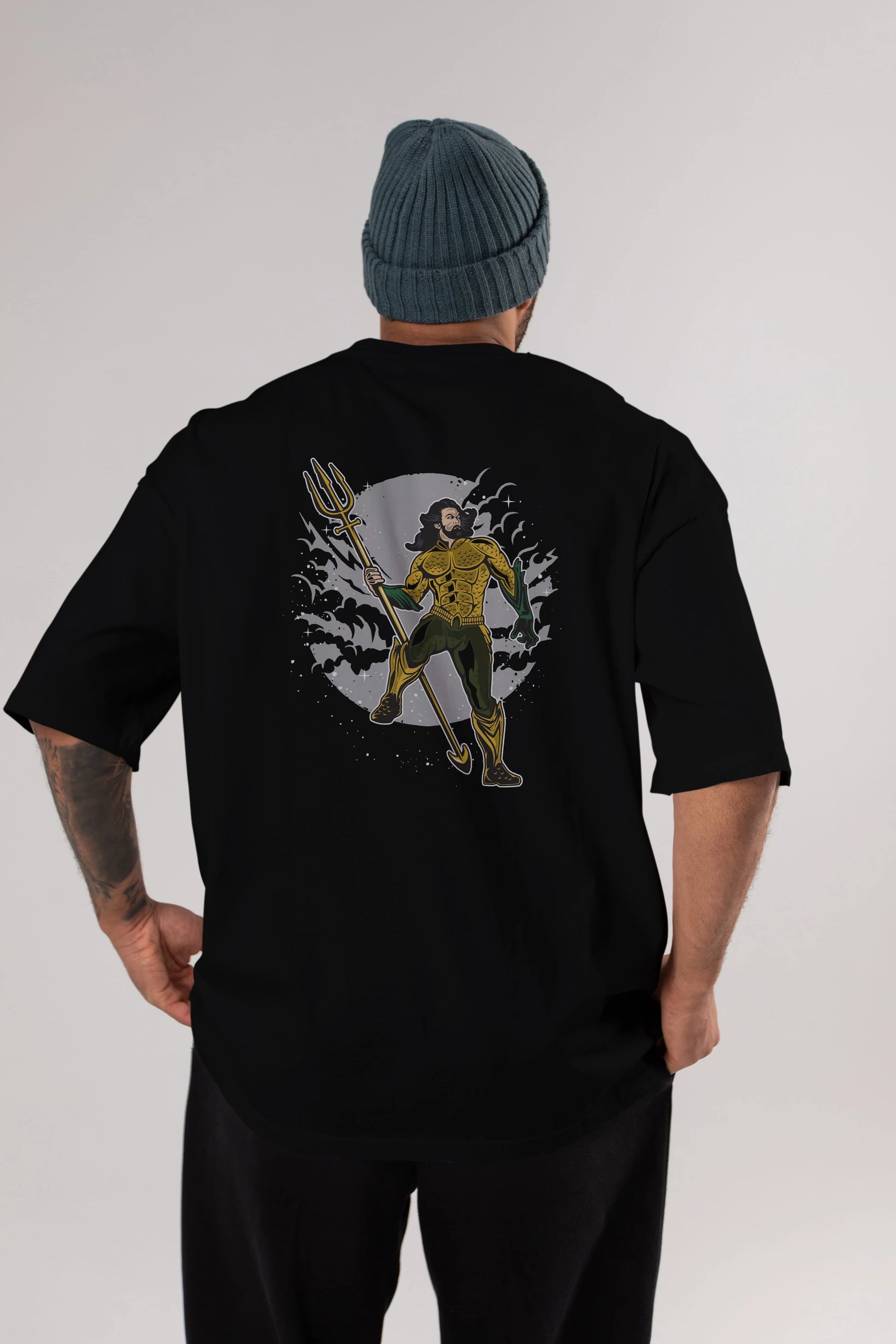 AQUAMAN Arka Baskılı Oversize t-shirt Erkek Kadın Unisex %100 Pamuk