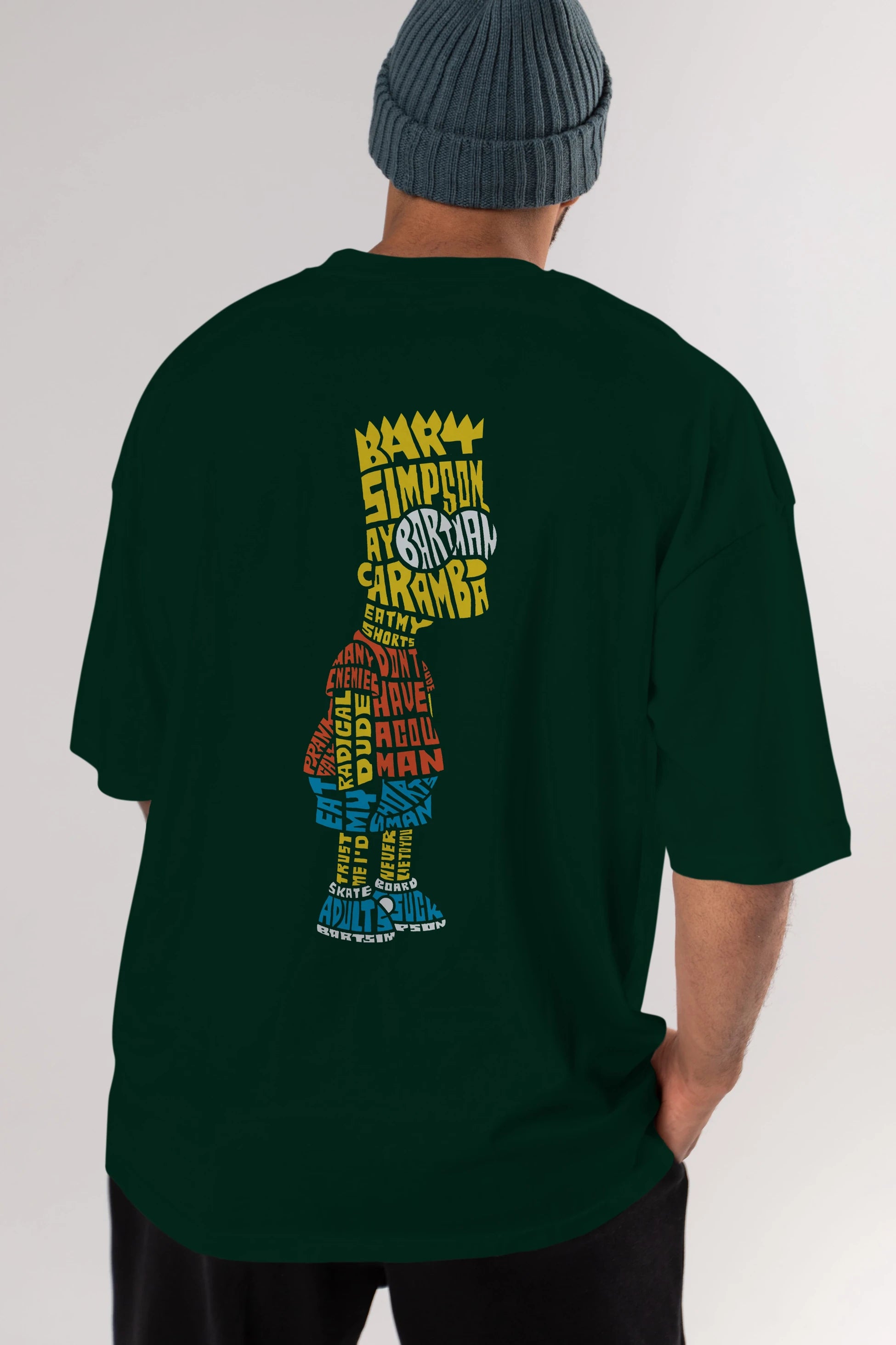 Bart Simpson Arka Baskılı Oversize t-shirt %100 pamuk Erkek Kadın Unisex