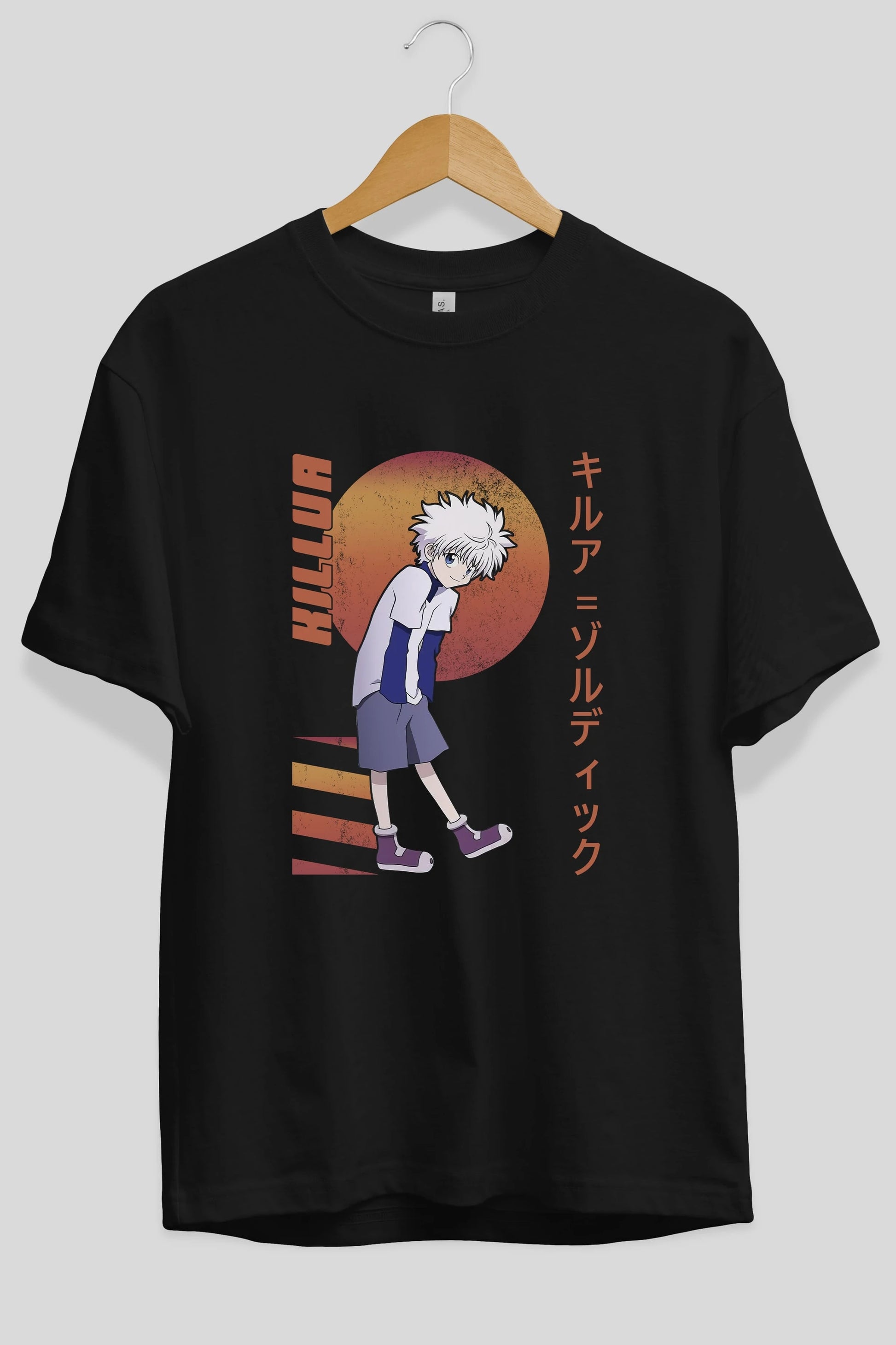 Killua Zoldyck 5 2 Anime Ön Baskılı Oversize t-shirt %100 pamuk Erkek Kadın Unisex