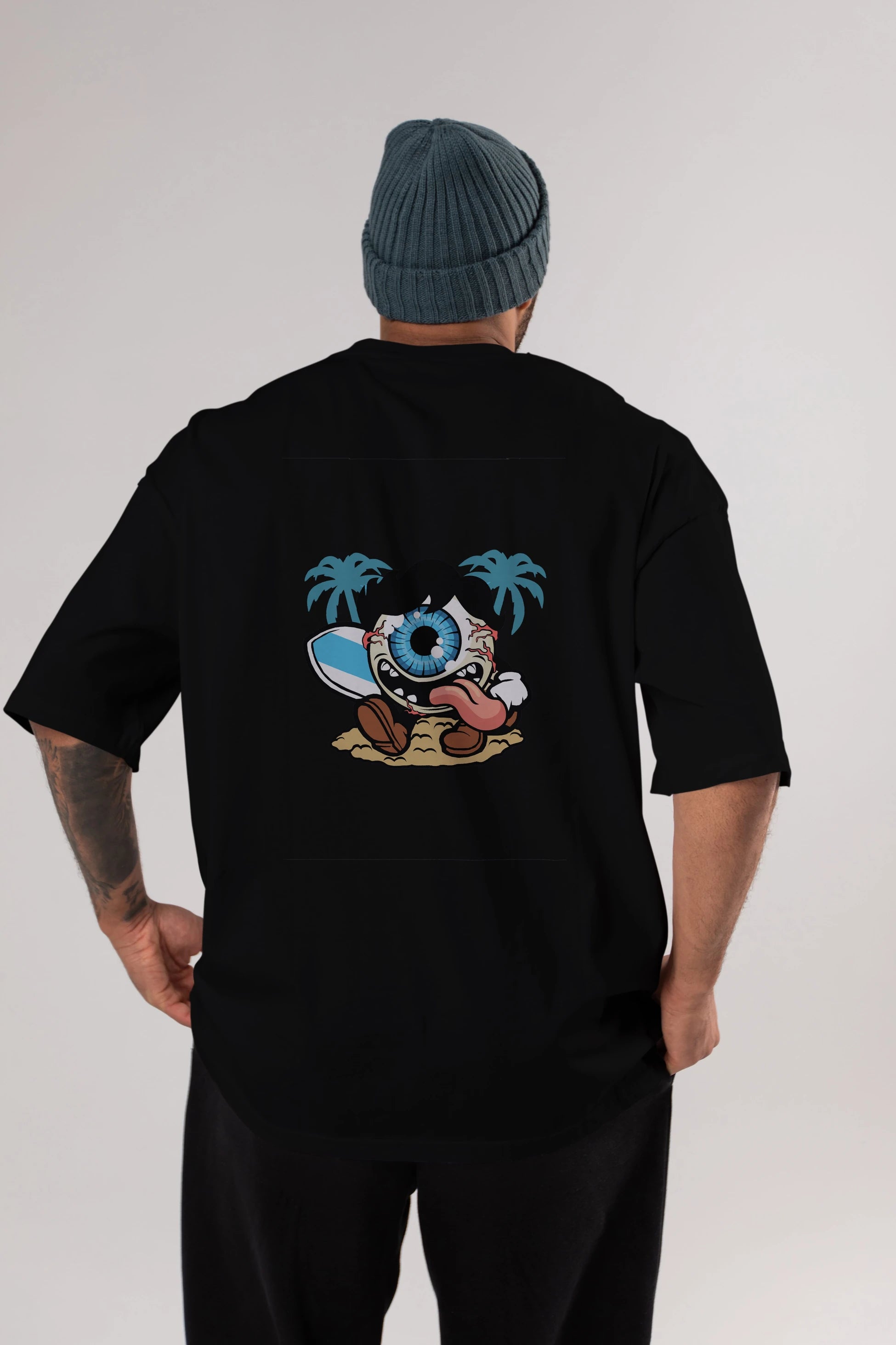 Eye Ball Surfer Arka Baskılı Oversize t-shirt Erkek Kadın Unisex %100 Pamuk tişort