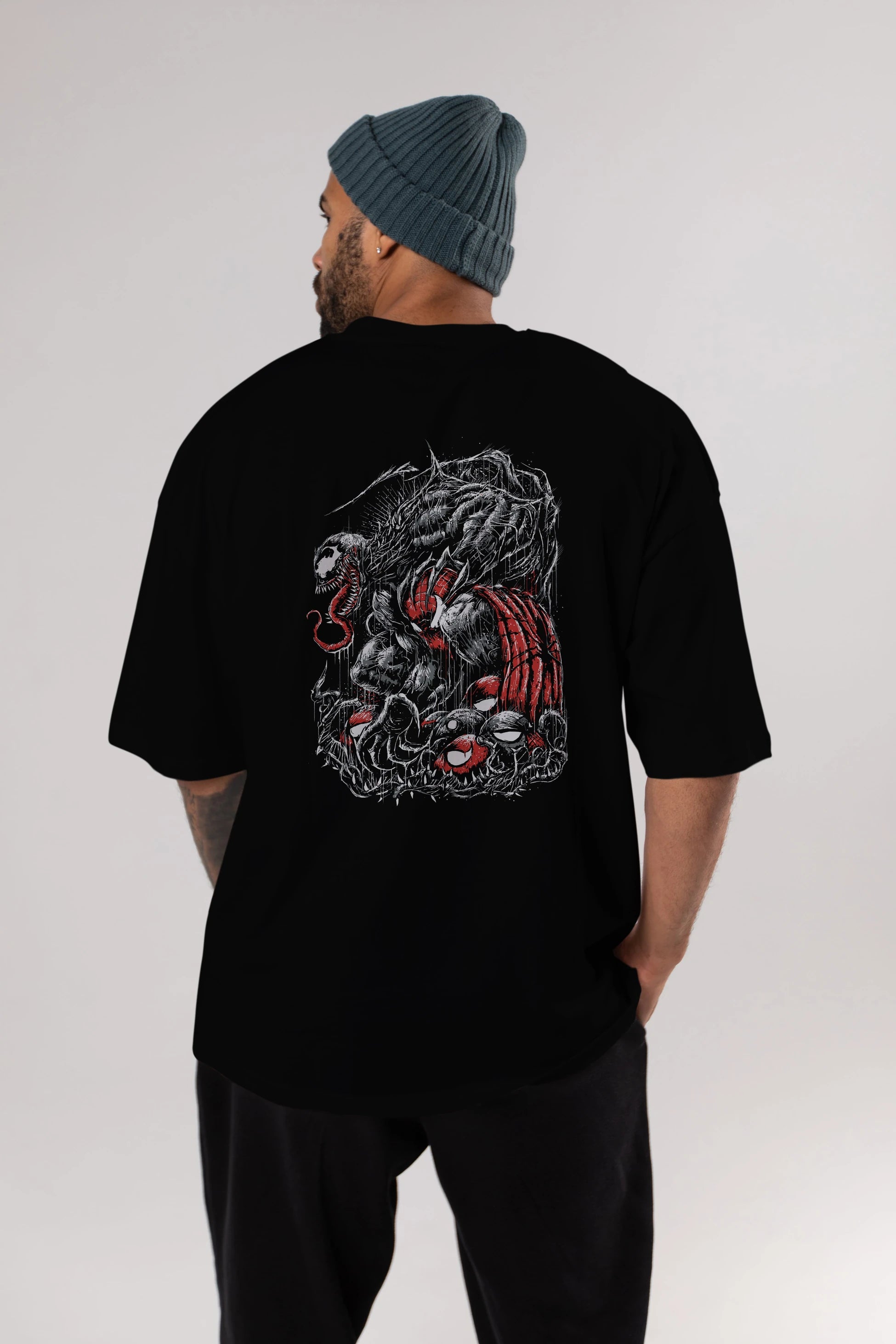 Venom (14) Arka Baskılı Oversize t-shirt Erkek Kadın Unisex %100 Pamuk Bisiklet Yaka tişort